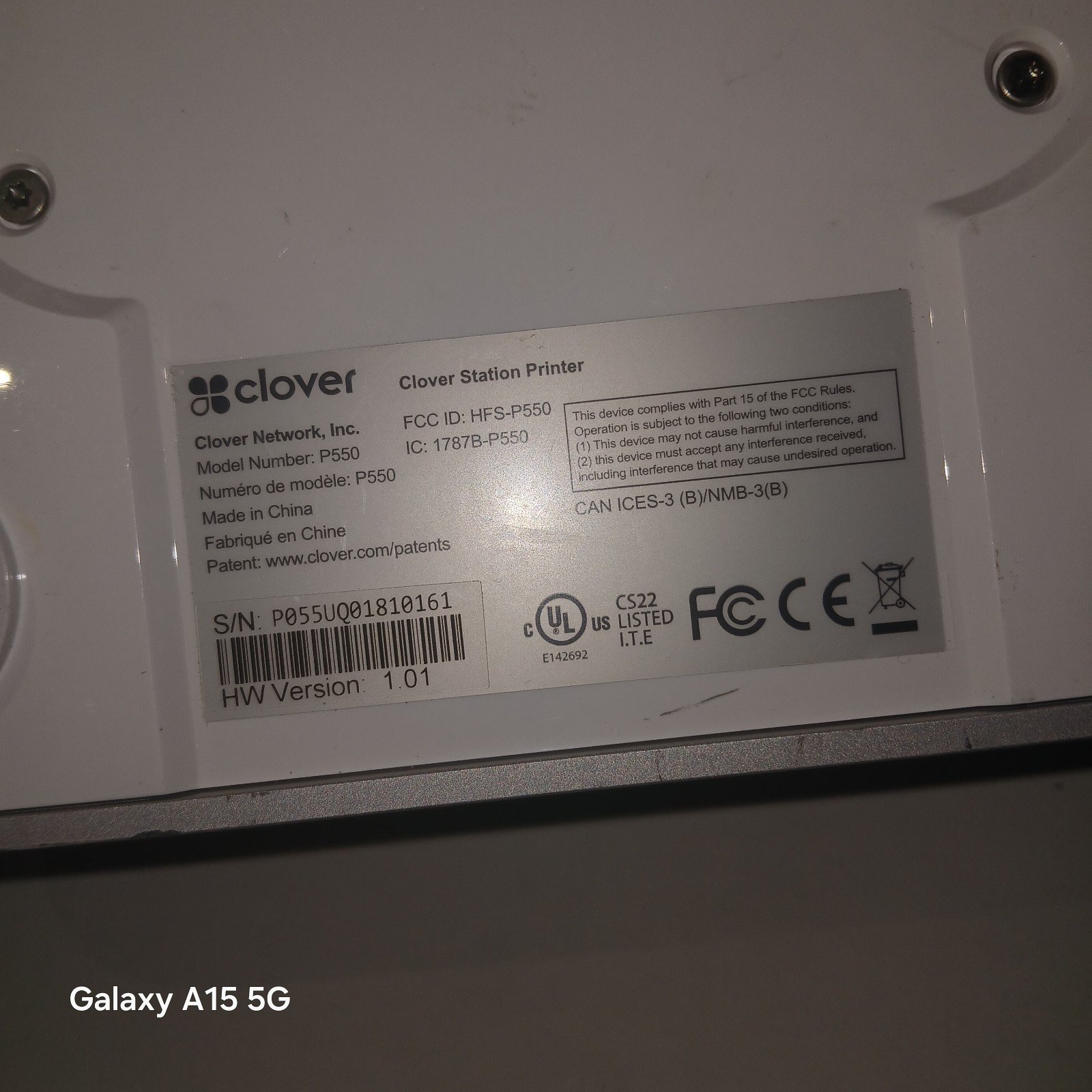Clover Station C500 Point of Sale POS System P550 Printer HUB & Power | Reset