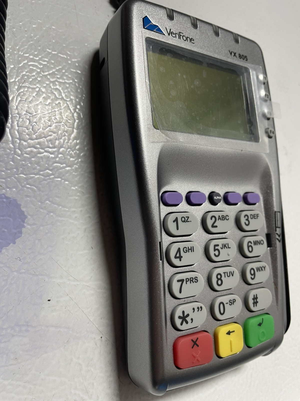 VeriFone VX805 CTLS Pin Pad Tamper Chip/Card Reader W/ Power Cord. For parts.
