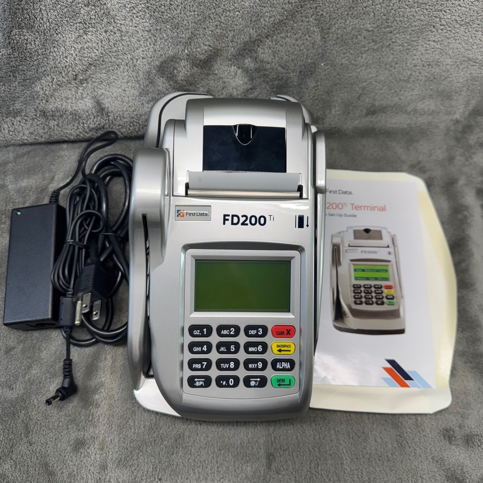 First Data FD200Ti Credit Card Terminal POS System with Power Adapter & Manual
