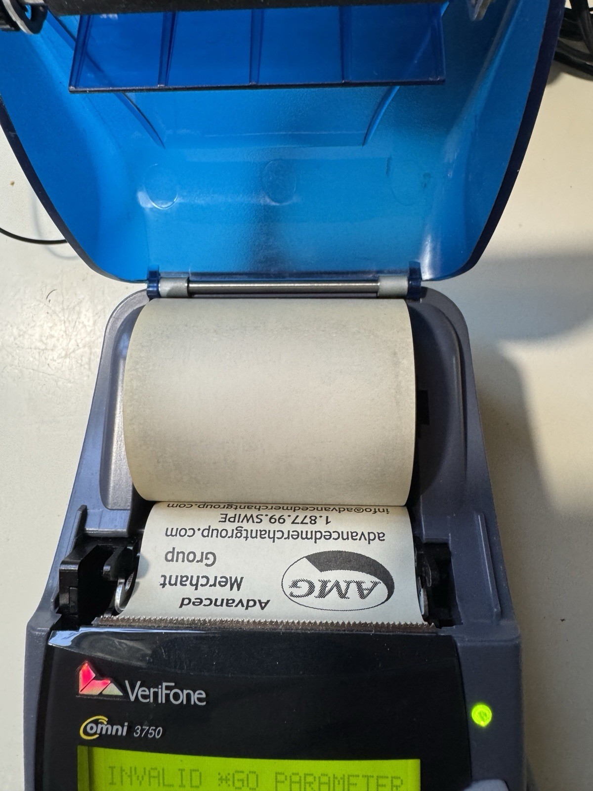 Verifone Omni 3750 Credit Card Terminal Receipt, Card Reader With Power Cord