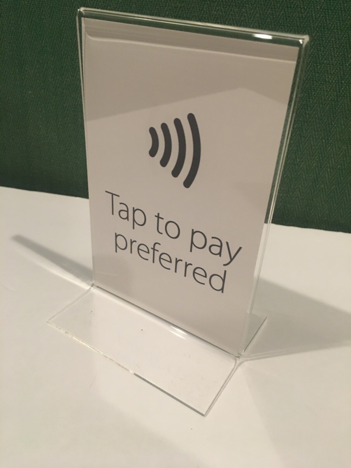 Credit card tap to pay table sign