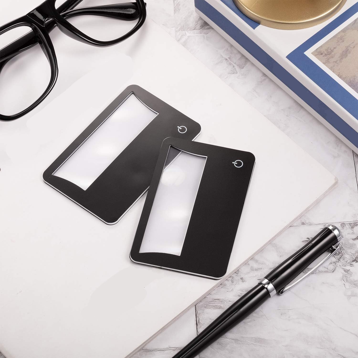 Credit Card Magnifier 3X LED Light Pocket Wallet Size Black 8 Pack Portable Lens