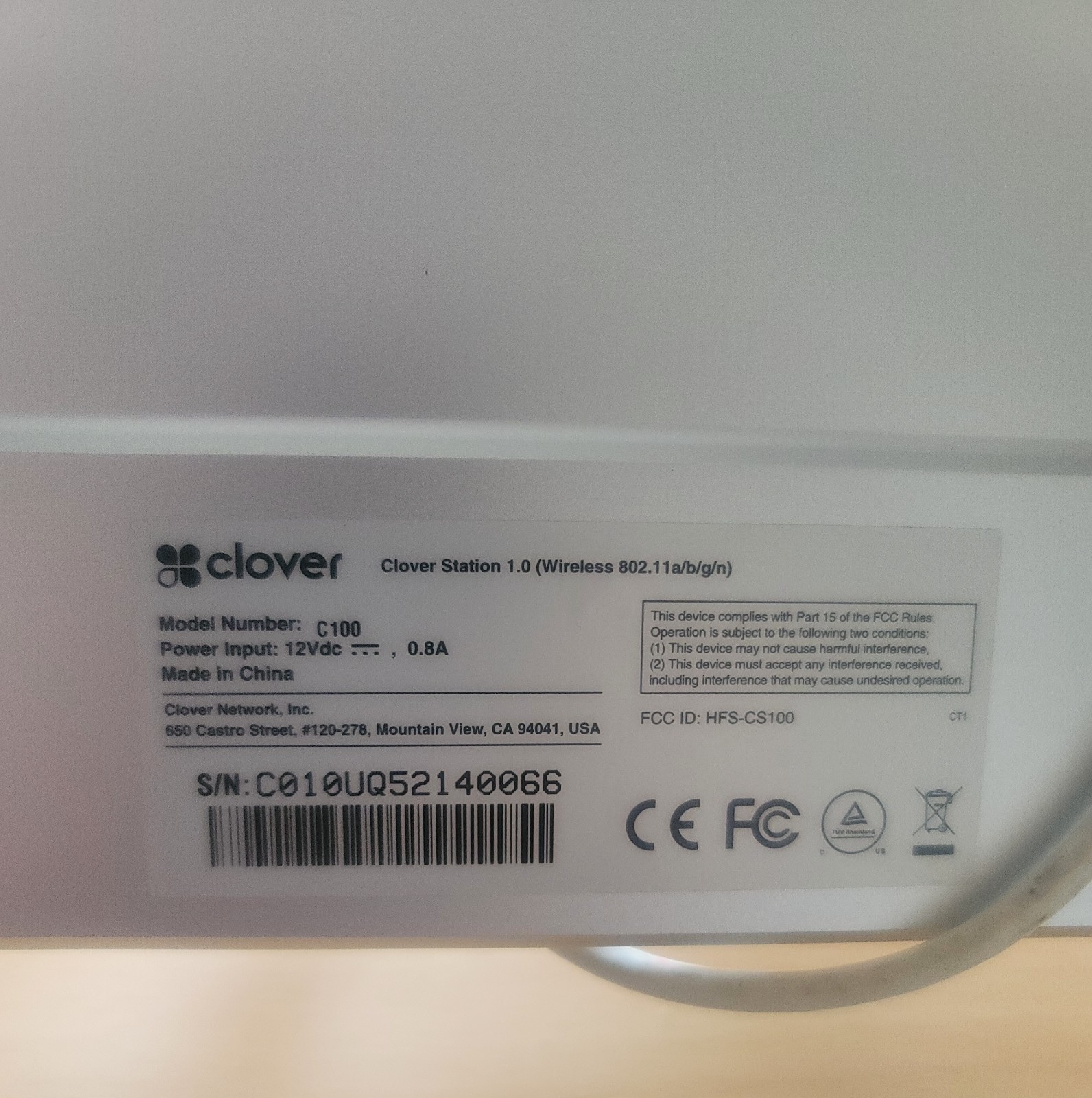 Clover Station 1.0 C100 POS Terminal System Touchscreen MONITOR Data Cable READ