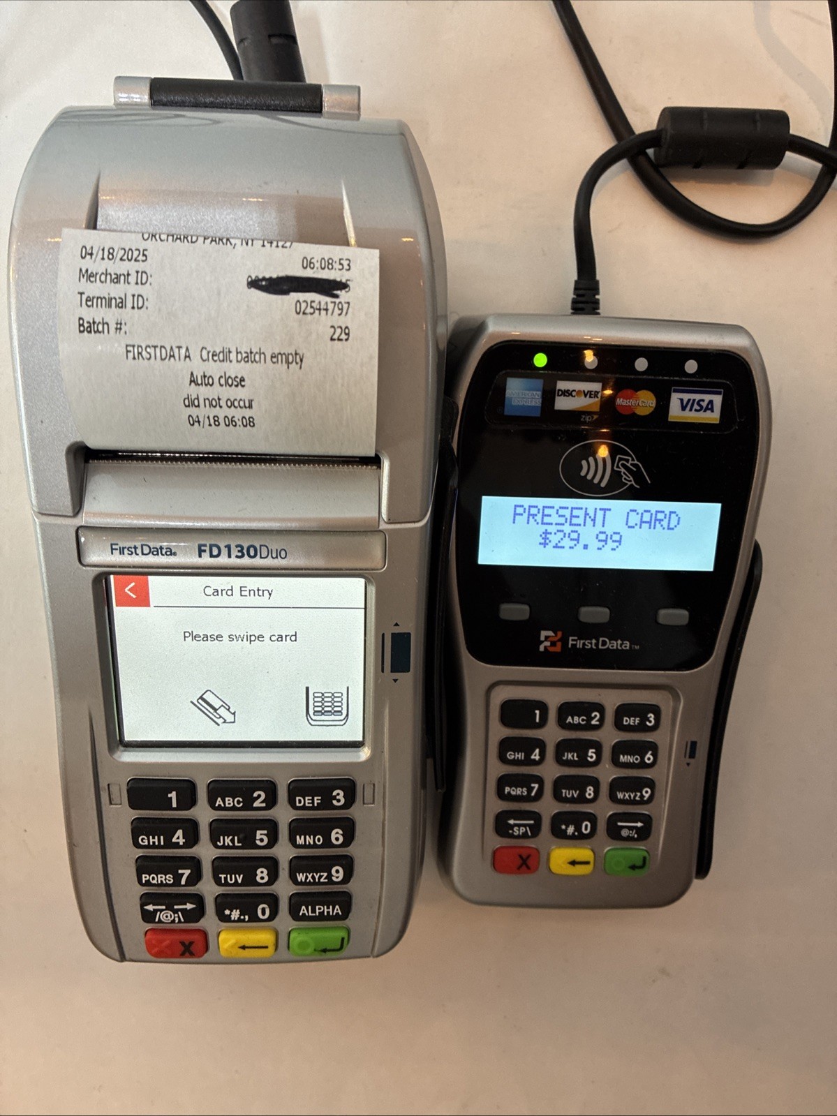 First Data FD130 Duo and FD-35 PIN Pad Credit Debit Card POS Terminal FD130Duo