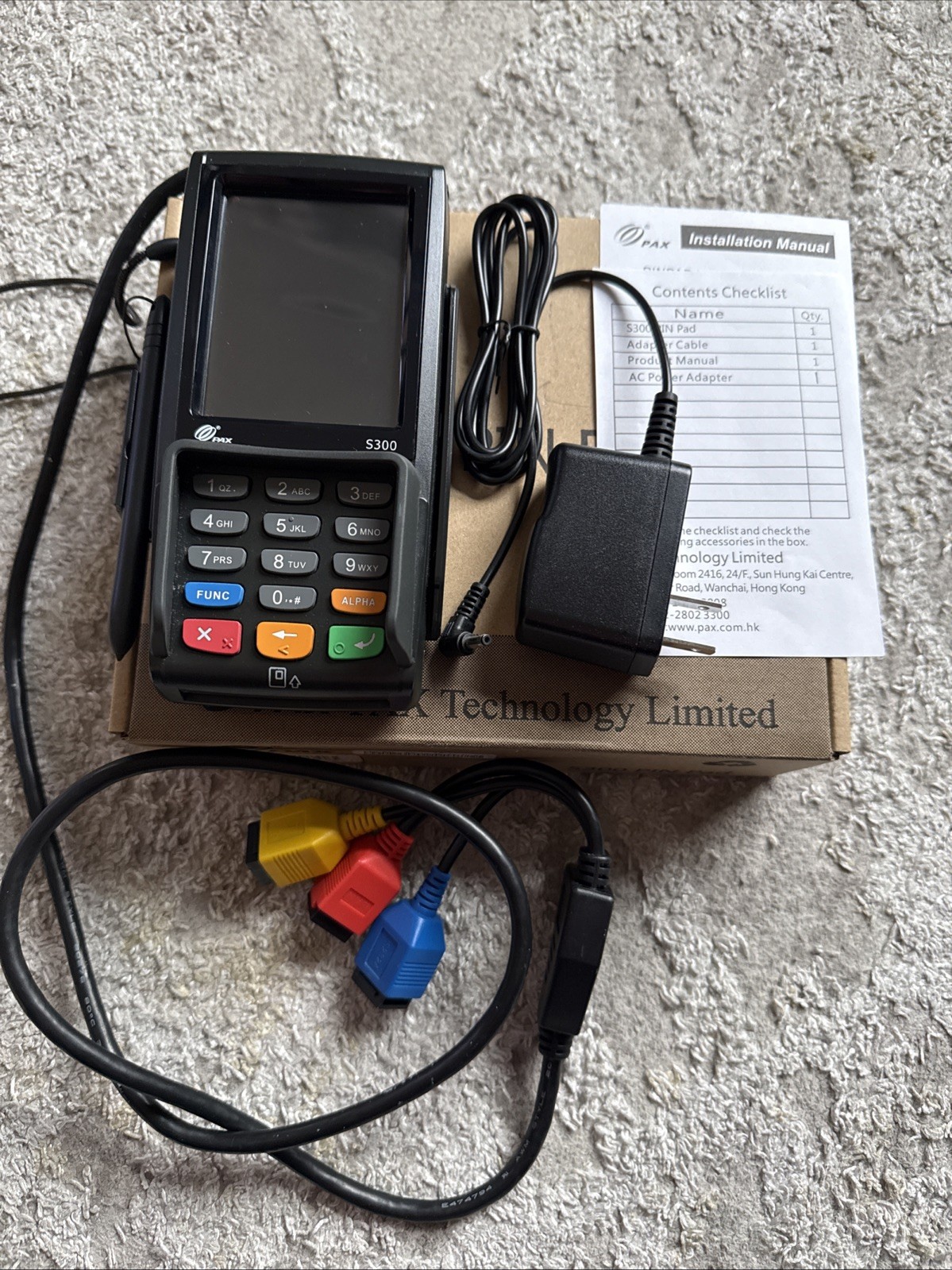 PAX S300 Integrated PIN Pad Credit Card Terminal w/ Power + Cable *READ*