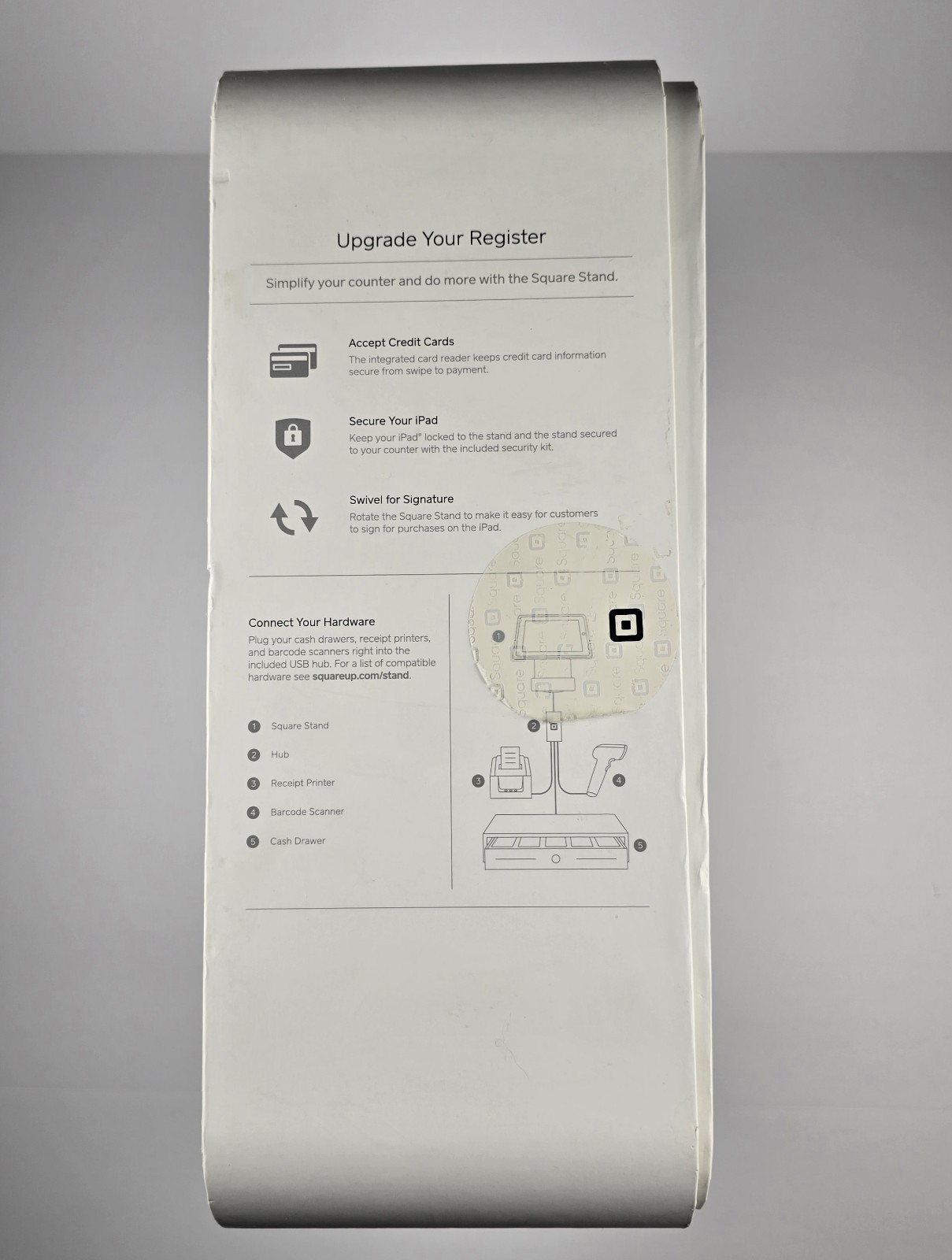 Square Stand Point of Sale POS For iPad 2 3rd Gen 30-Pin Connector White Used