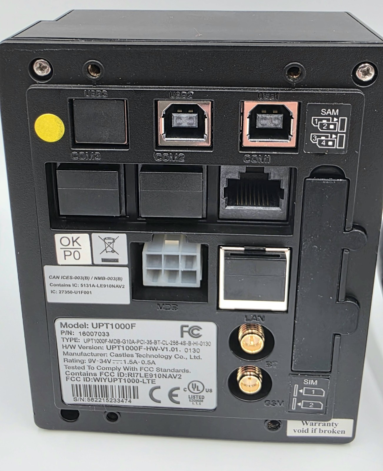 Castles UPT1000F Card Reader Payment Terminal Parlevel Kiosk Antenna Harness