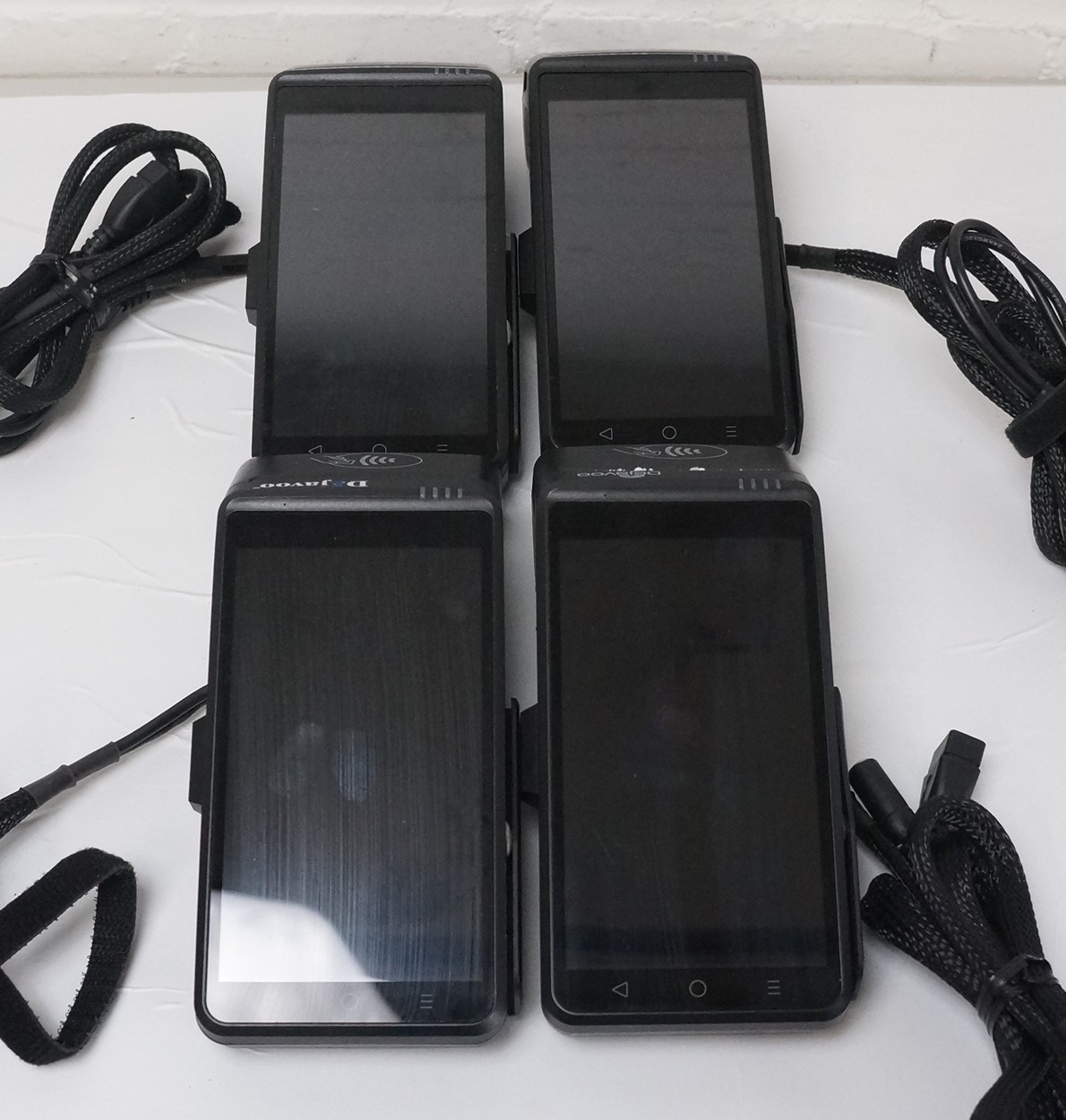 Lot of 4 Dejavoo QD4 Smart POS Payment Terminals Powers On No Batteries