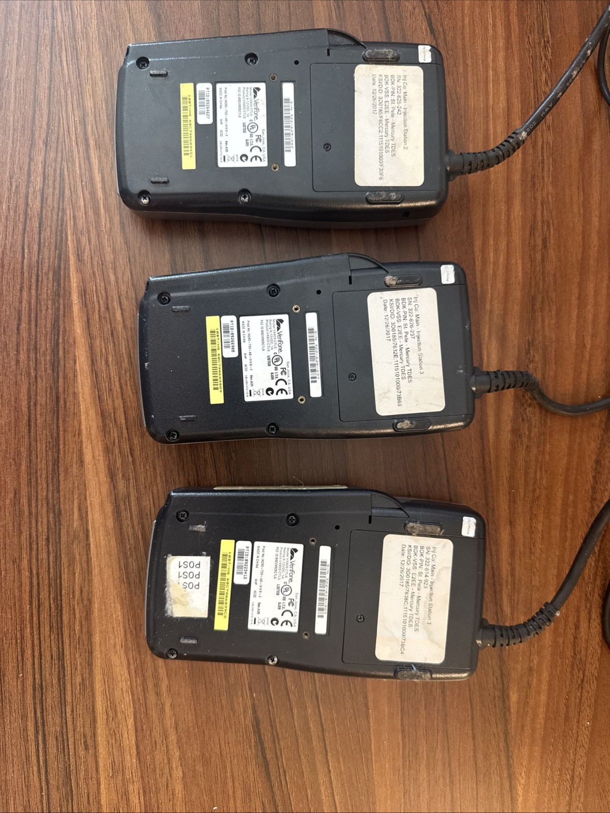 Used Lot of THREE VeriFone VX805 CTLS Pin Pad Chip/Card Readers – working