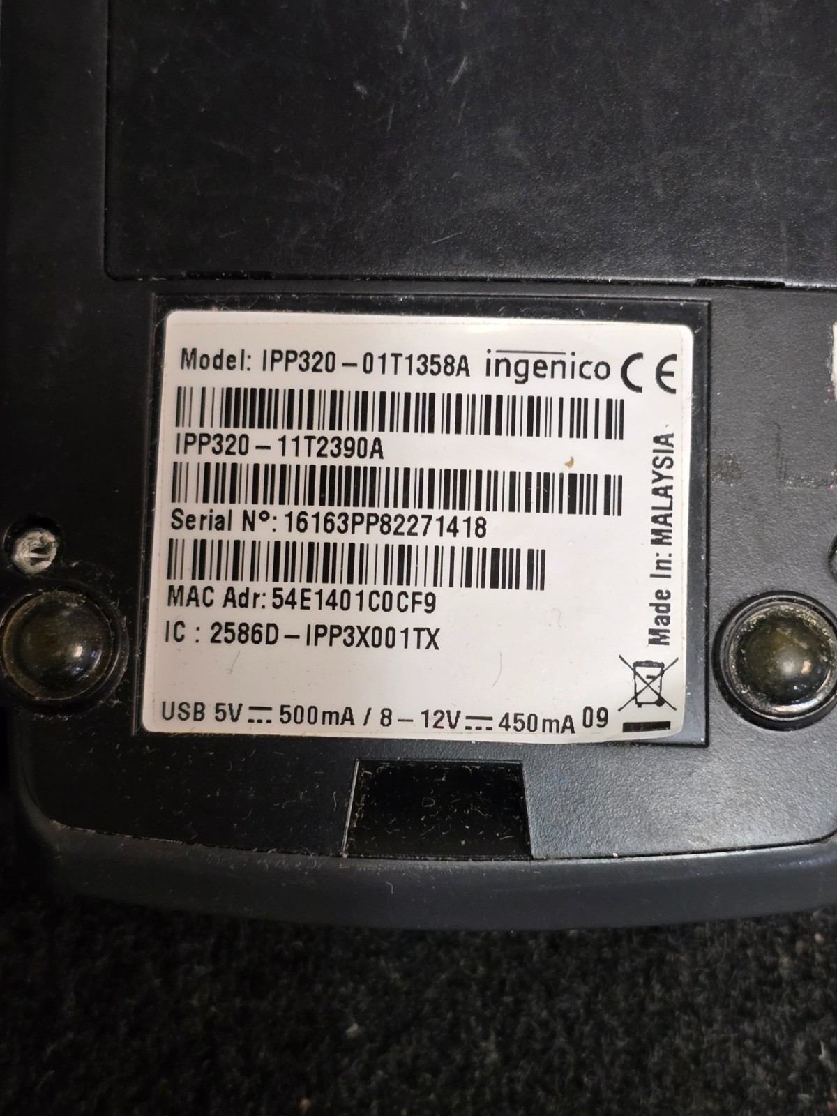 Lot of 2 Ingenico iPP320 openedge Credit Debit Card Reader POS IPP320-01T1358A
