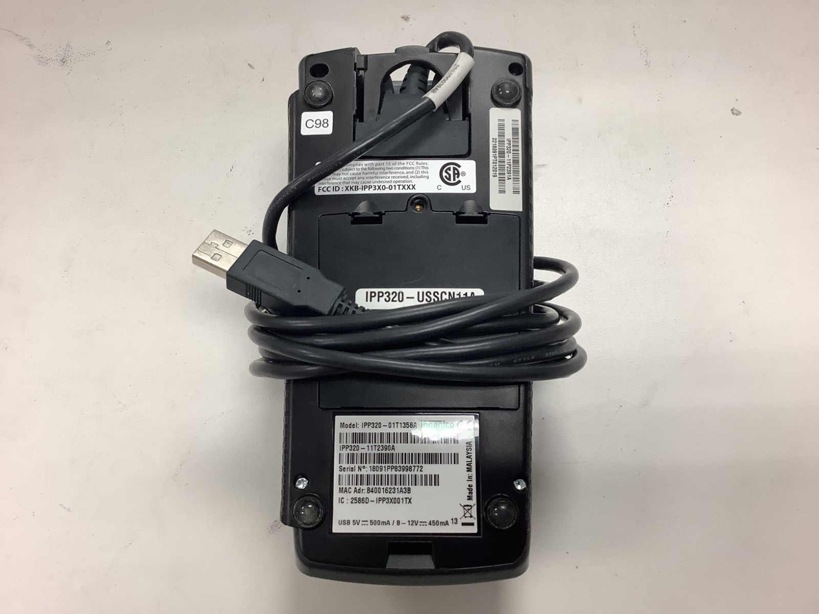 Ingenico IPP320-01T1358A USB Wired Credit/Debit Card Terminal Reader, L-R1B