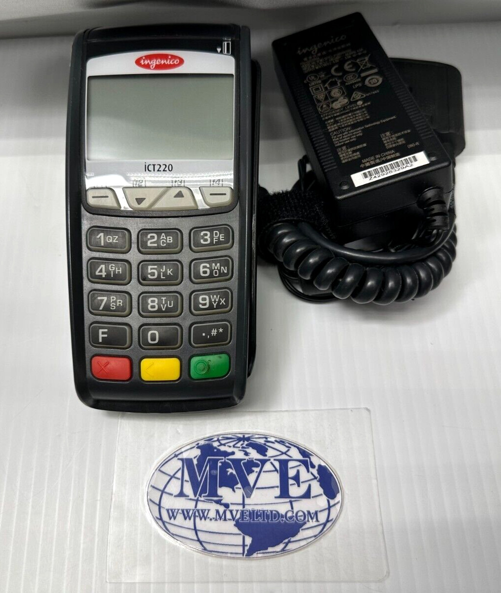 LOT OF 4 INGENICO ICT220 CREDIT CARD TERMINAL W/ ADAPTER