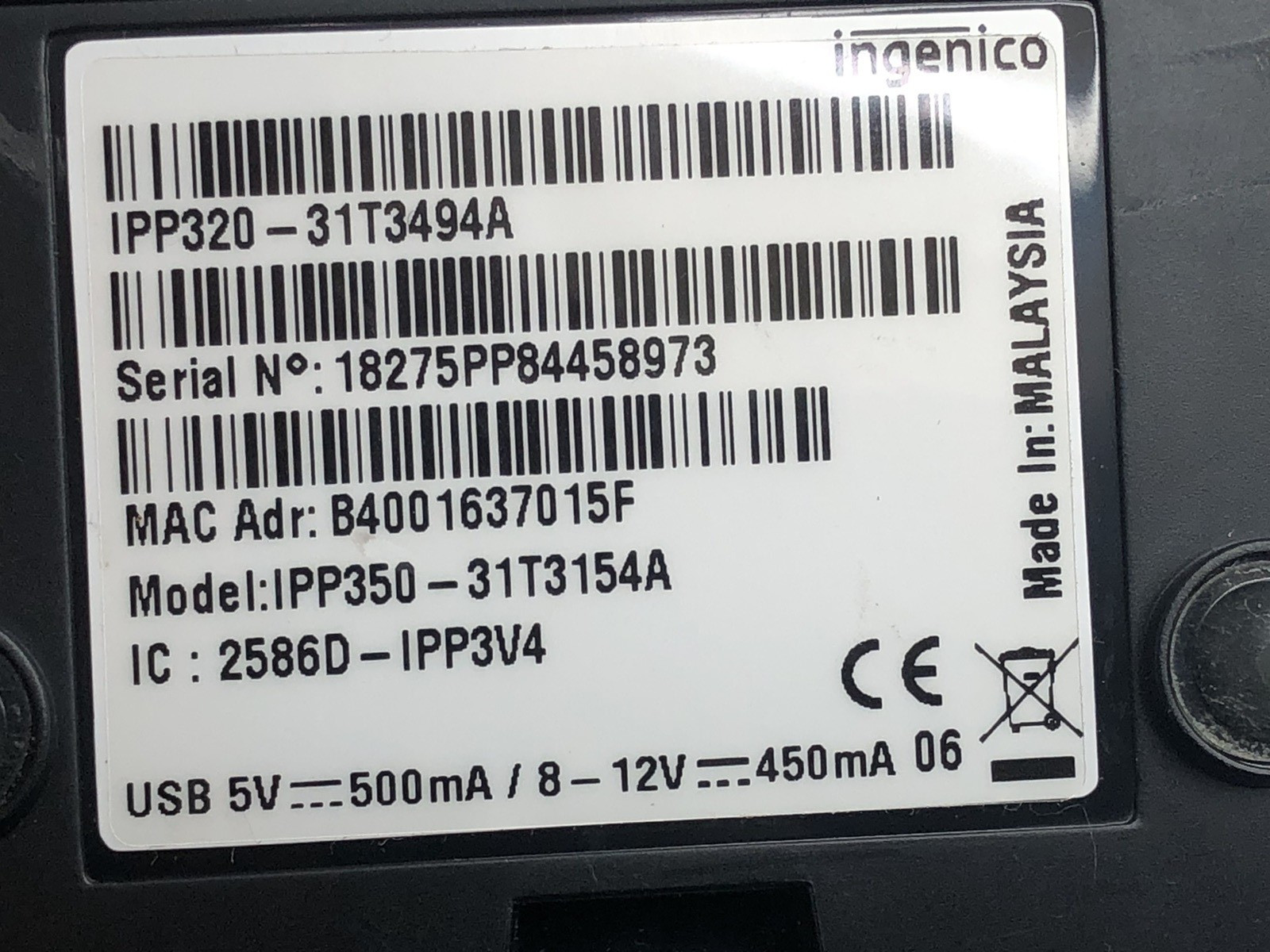 Lot of 7 Ingenico IPP320 Payment Credit Card Terminal No Cord