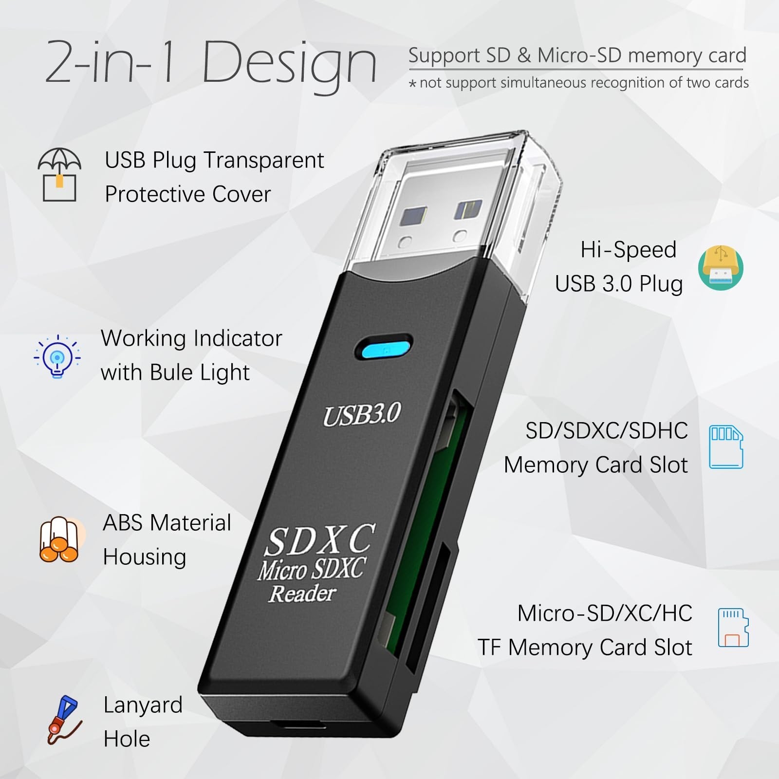 USB3.0 Micro SD Card Reader, 5Gbps 2-in-1 SD Card Reader to USB Adapter, Wans…