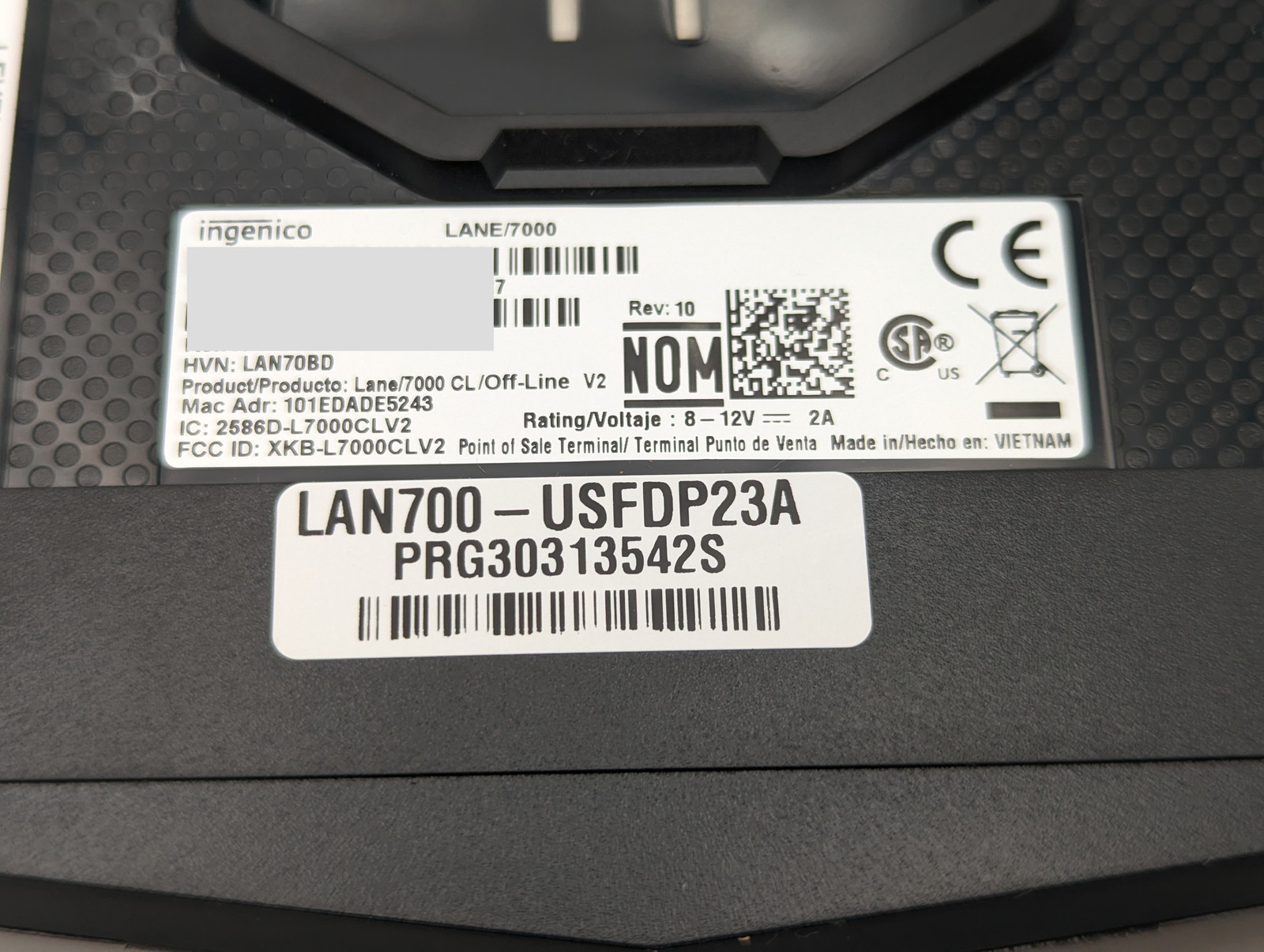 Ingenico Lane/7000 Credit Card Payment Terminal (LAN700-USFDP23A) | Black