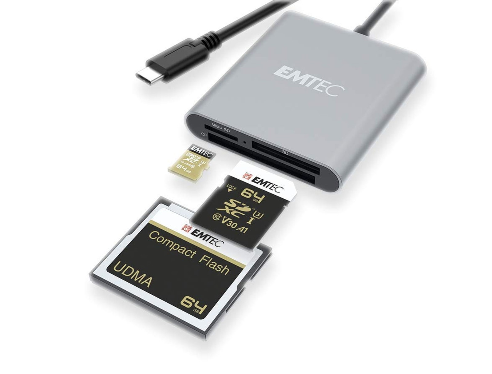EMTEC ECCAREADT610C Type-C 3-in-1 Card Reader