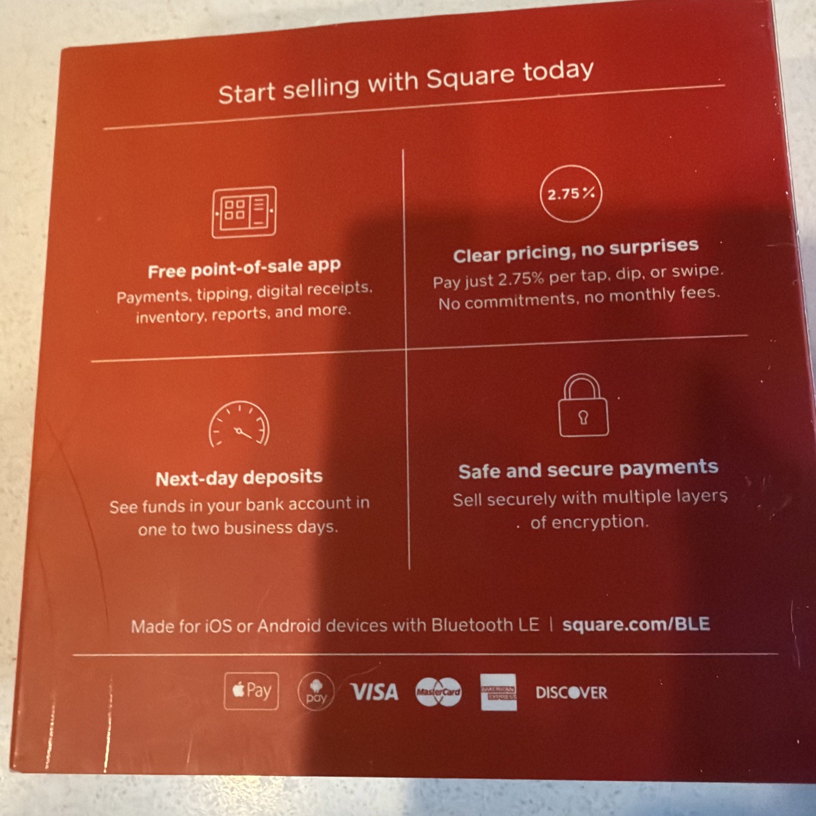 NEW Square Reader Contactless & Chip 1st Gen Bluetooth NFC iPhone Android iPad