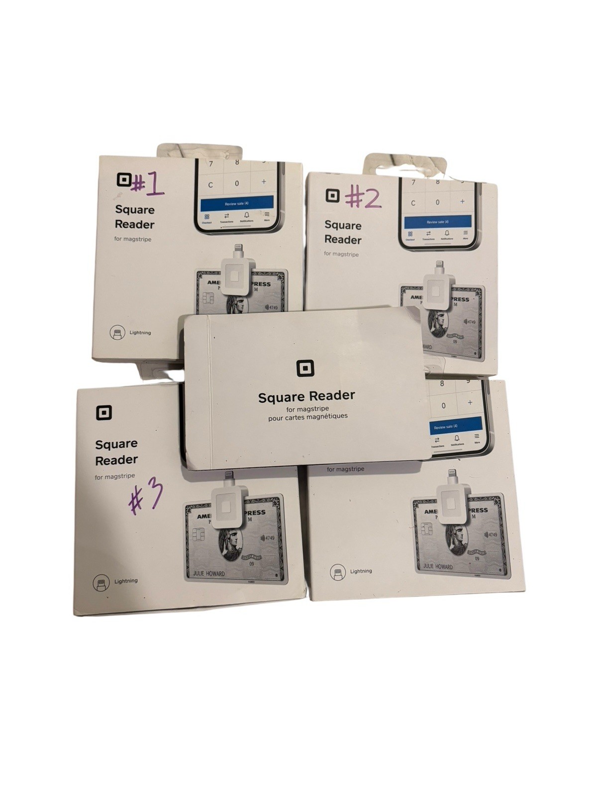 Square – Reader for Magstripe (with lightning connector) – Glossy White LOT of 5