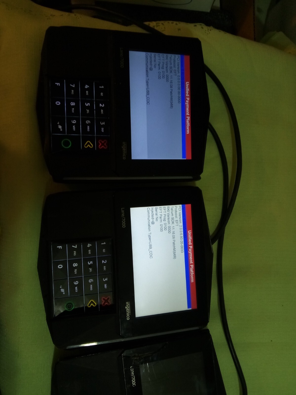 LOT OF 3 Ingenico Lane 7000 5 inch Credit Card Terminals – PRG30310679R