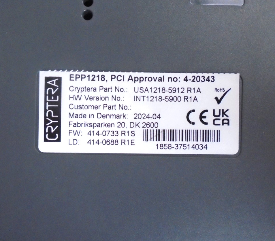 Cryptera EPP1218 Key Pad / Pin Pad | USA1218-5912 R1A | INT1218-5900 R1A | (TB)