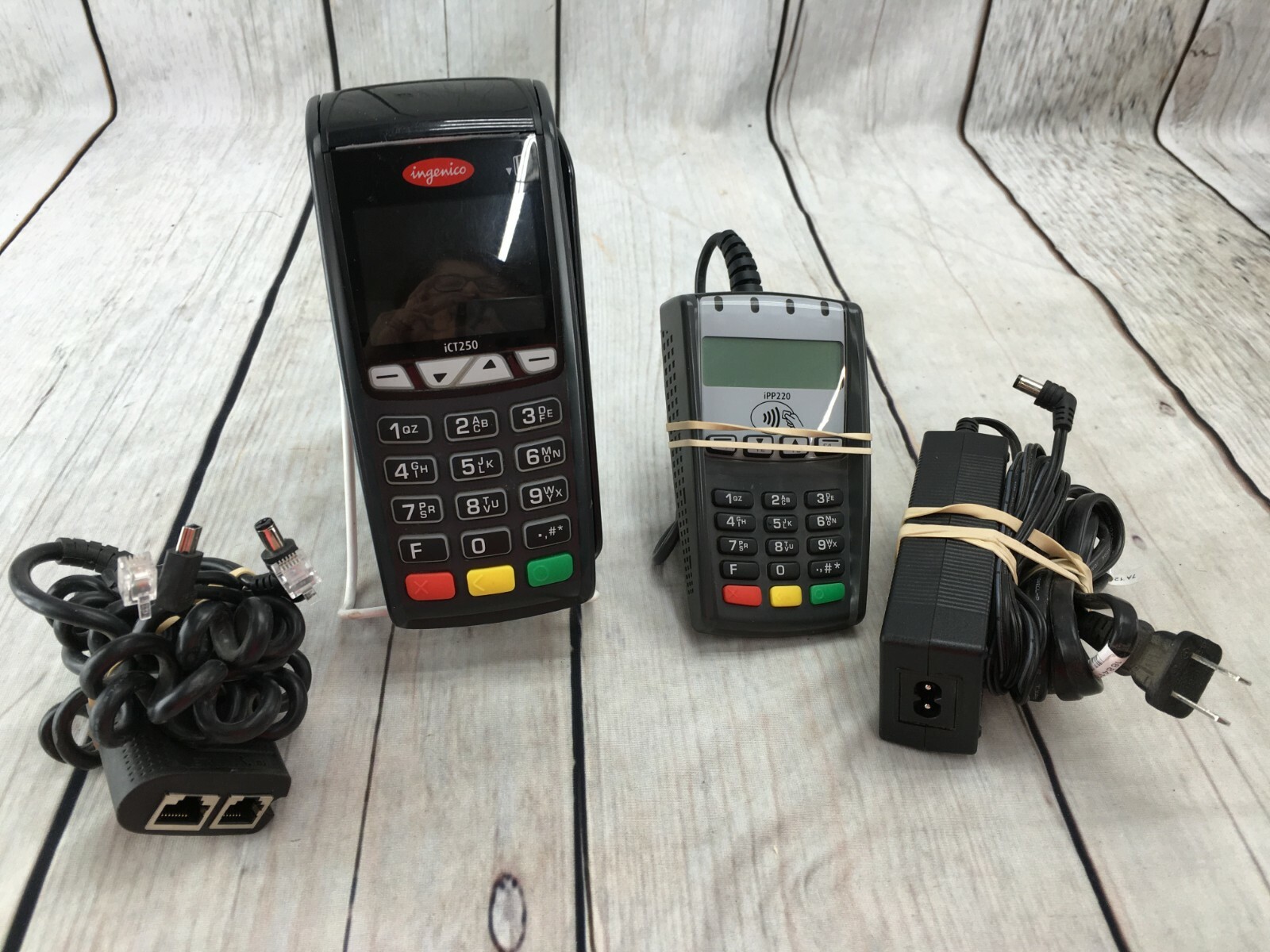 Ingenico iCT250 Credit Card Terminal Reader + iPP220 Pin Pad w/ Cords **READ**