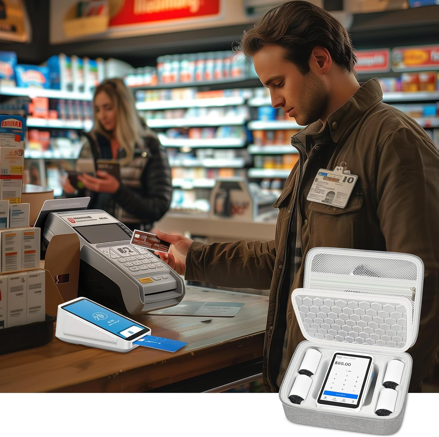 Case Compatible with Square Terminal Credit Card Reader, Mobile POS Machine Stor