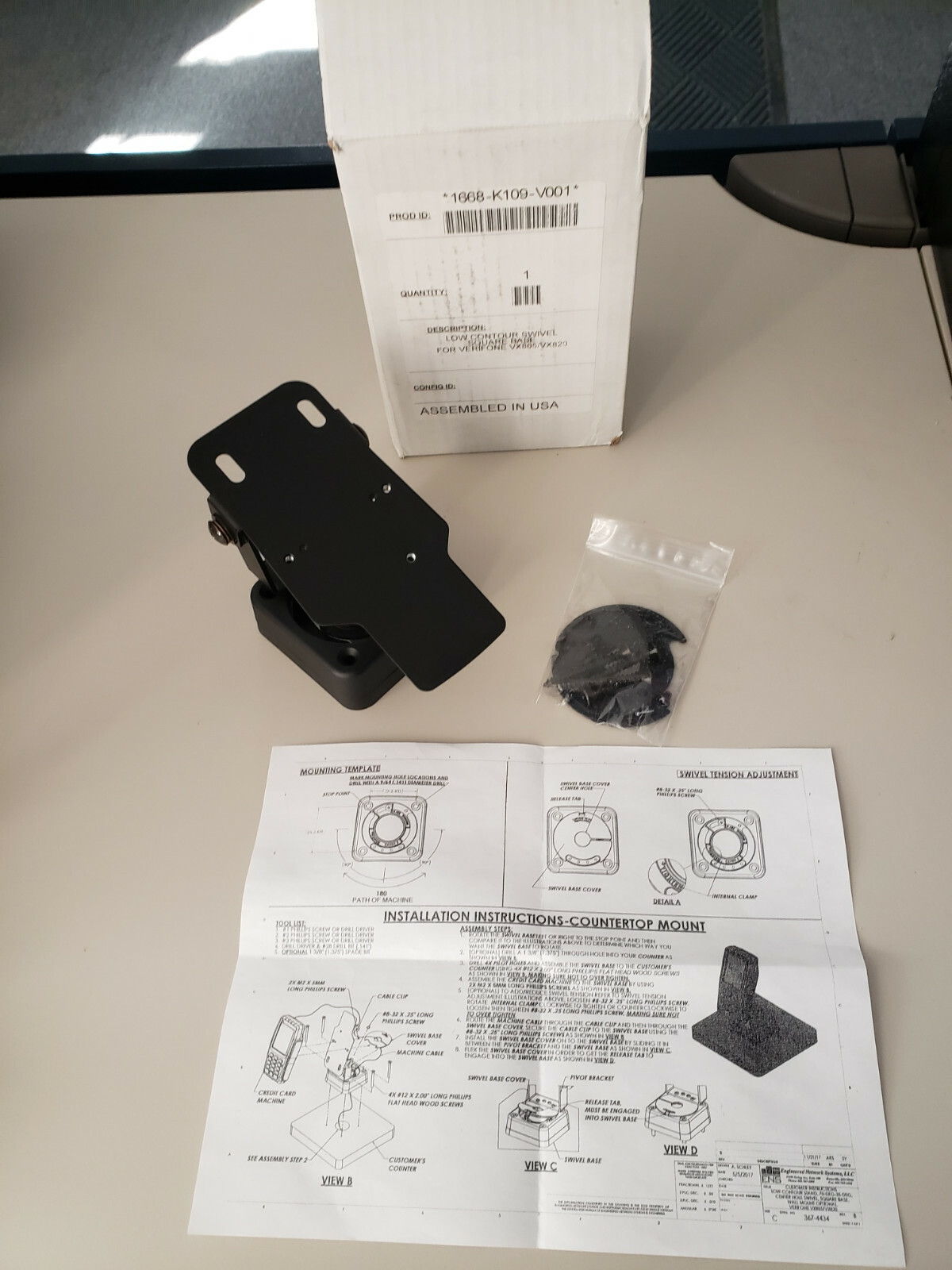 ENS Flip Up Swivel Stand for VeriFone VX805 / VX820 367-4434-B Counter Mount