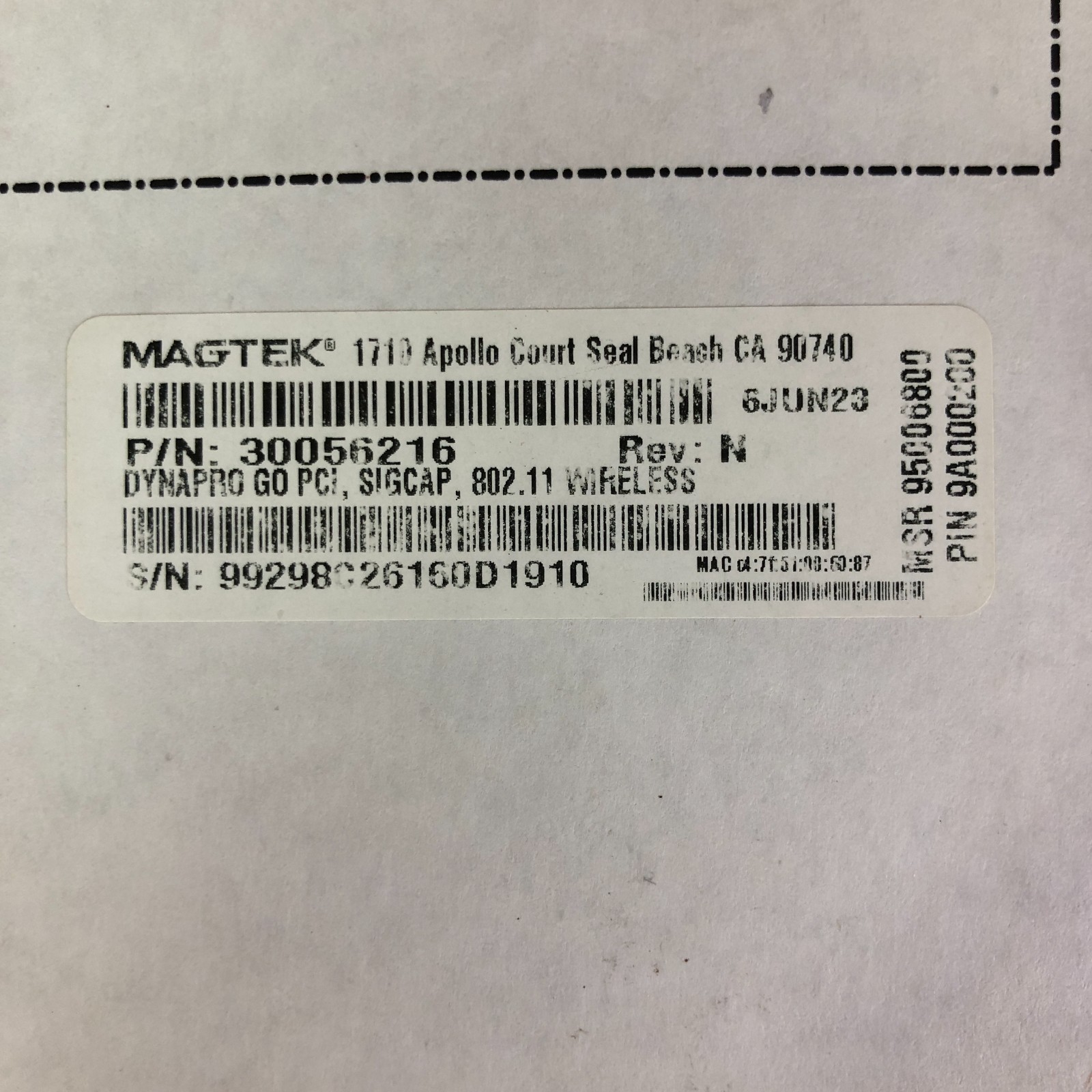 MAGTEK DynaPro GO PCI SIGCAP WIRELESS 30056216 HANDHELD SECURE PIN ENTRY DEVICE