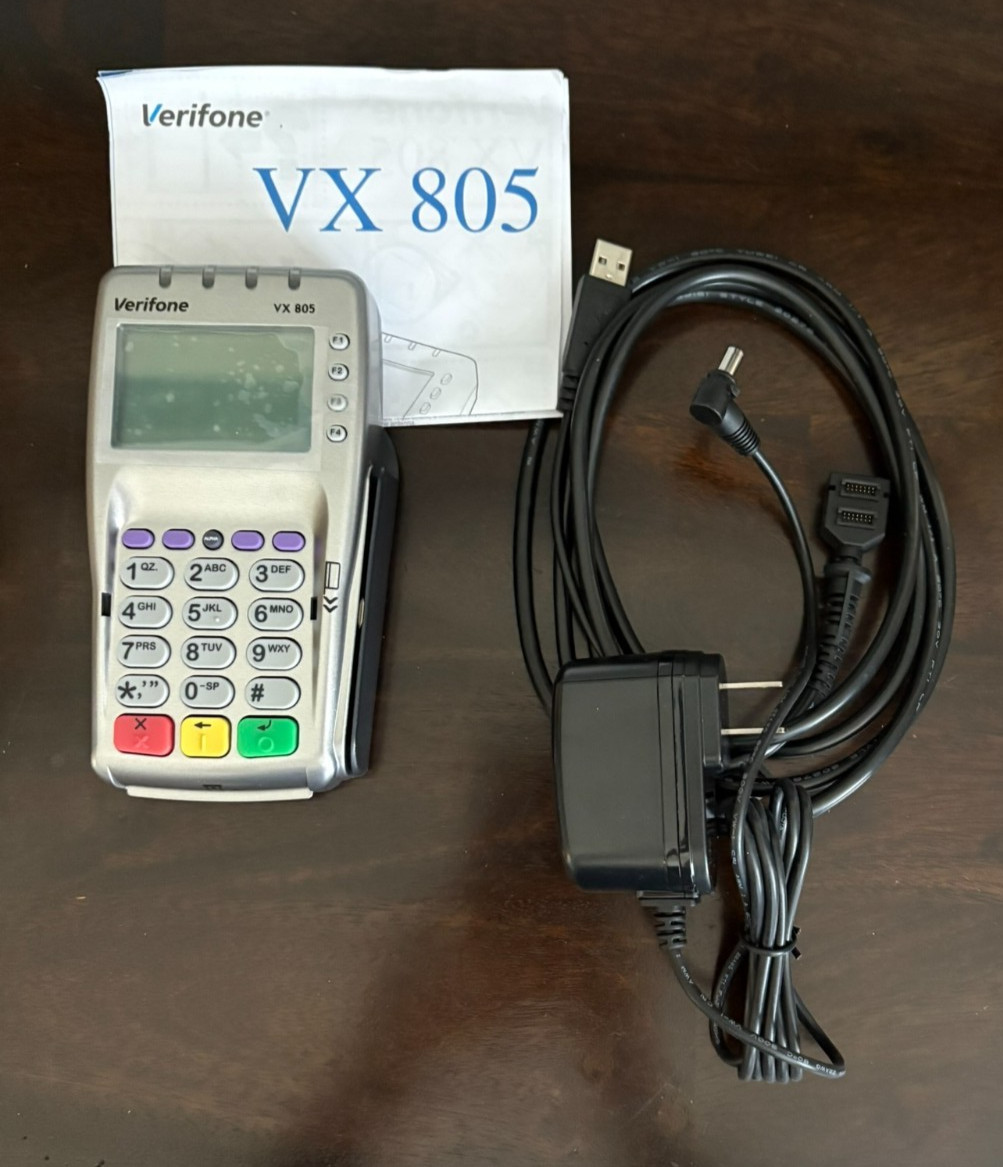 New Verifone VX-805 Pin Pad Card Reader 160mb Keypad & Cables