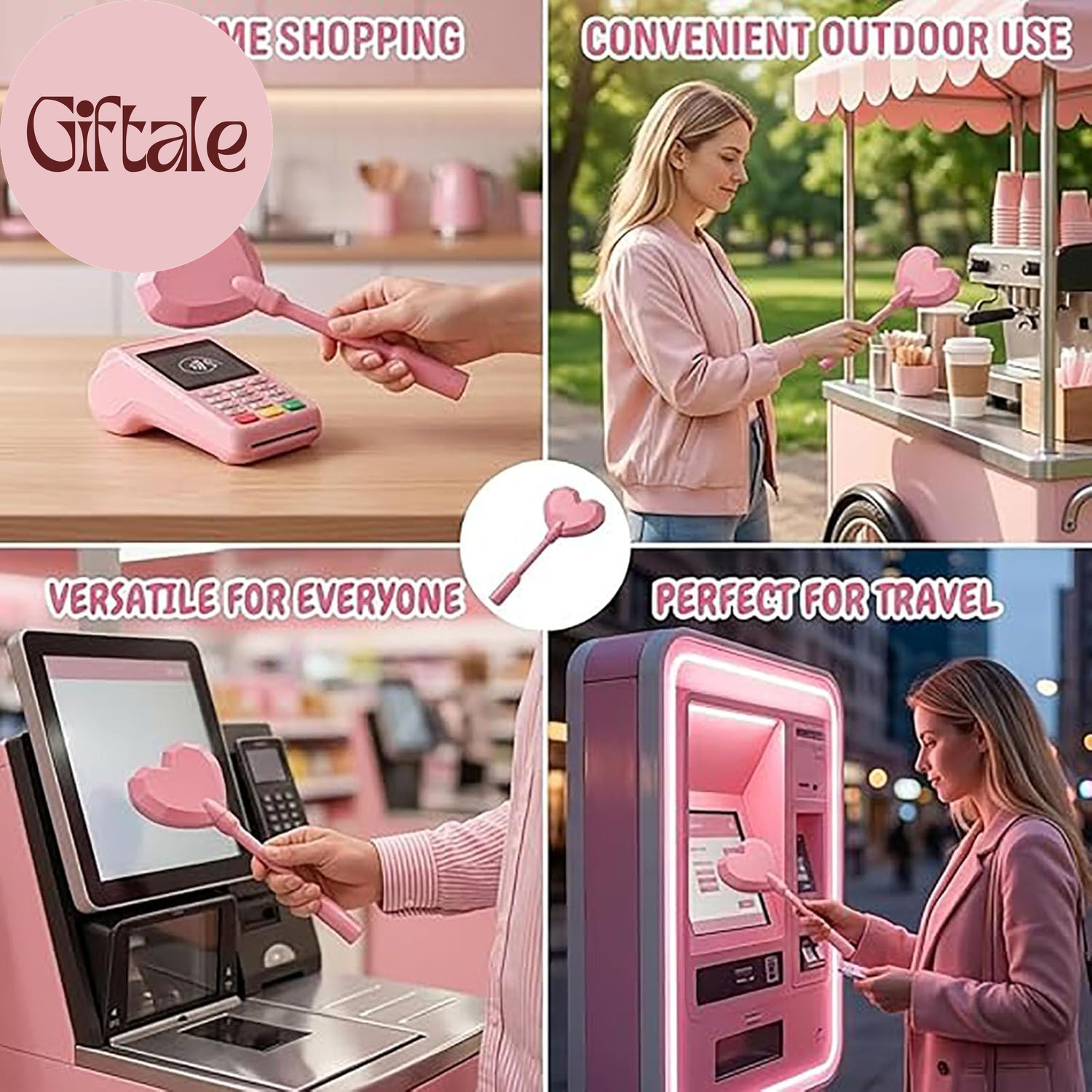 Detachable Heart-Shaped Credit Card Wand, 3D Printed Tap to Pay Grabber Holder f