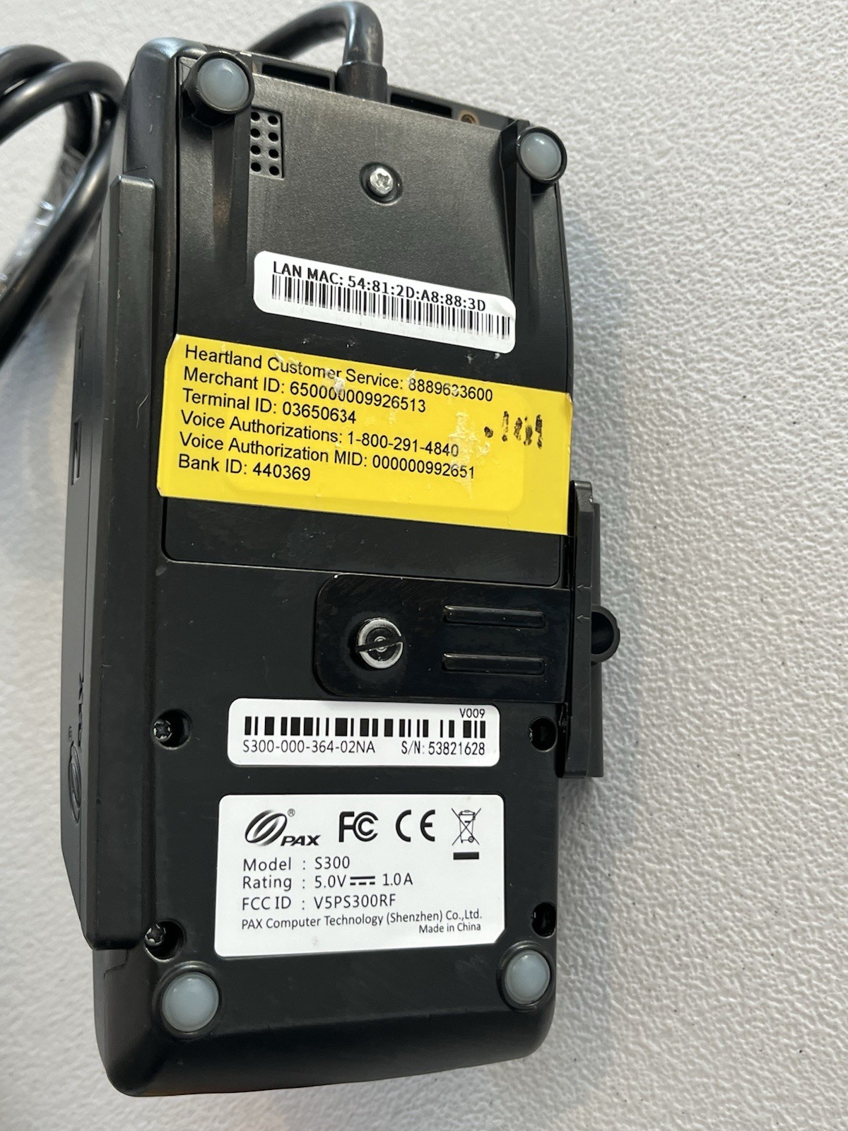 PAX S300 S300-000-364-02NA Credit Card Payment Terminal/ No Pen 🖊️