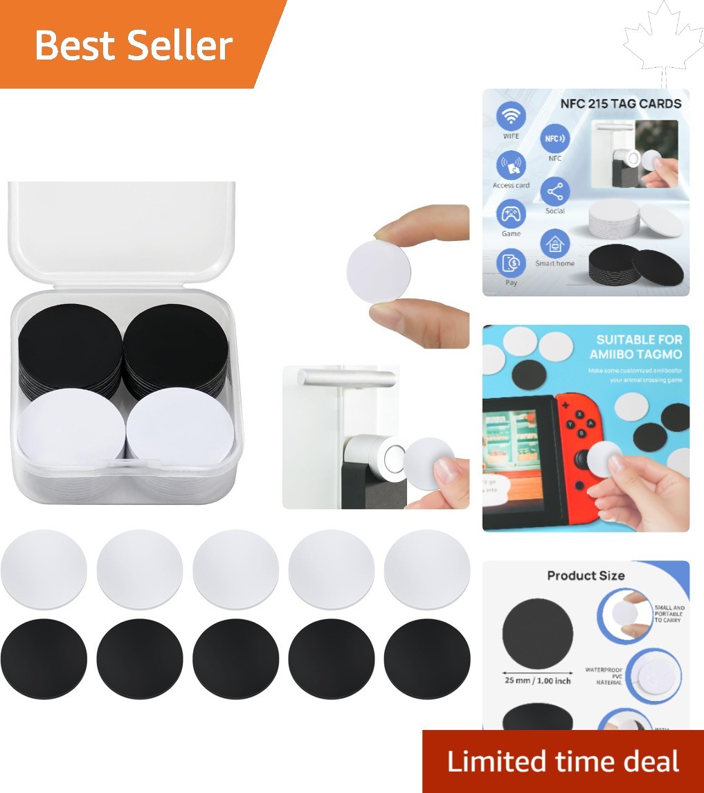 20 Self-Adhesive NFC Tags – 25mm Smart Cards for Effortless Information Sharing