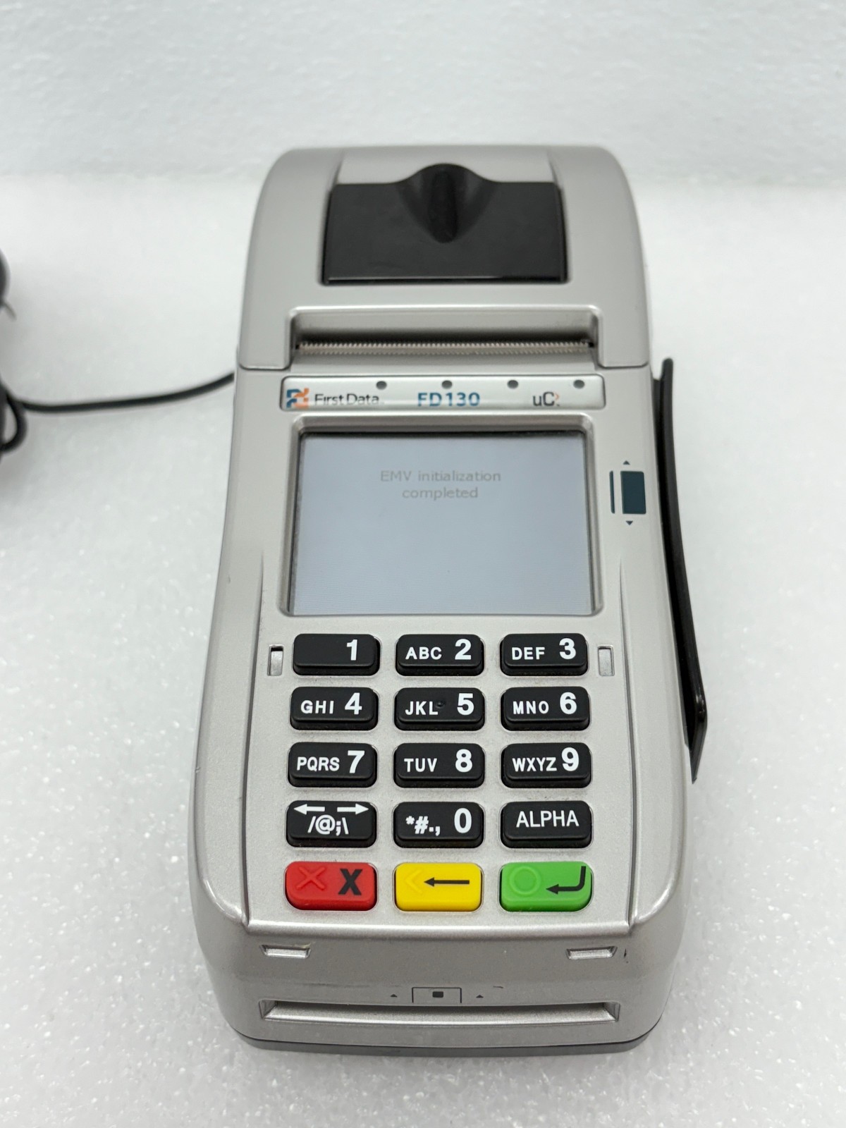 Pre Owned | First Data FD130 POS Credit Card Terminal with Power Adapter -Silver