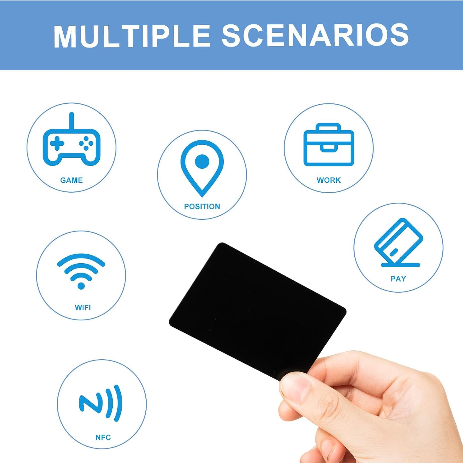 20 Pcs NFC Cards Black NTAG 215 Rewritable Programmable NFC Tags Blank PVC Compa