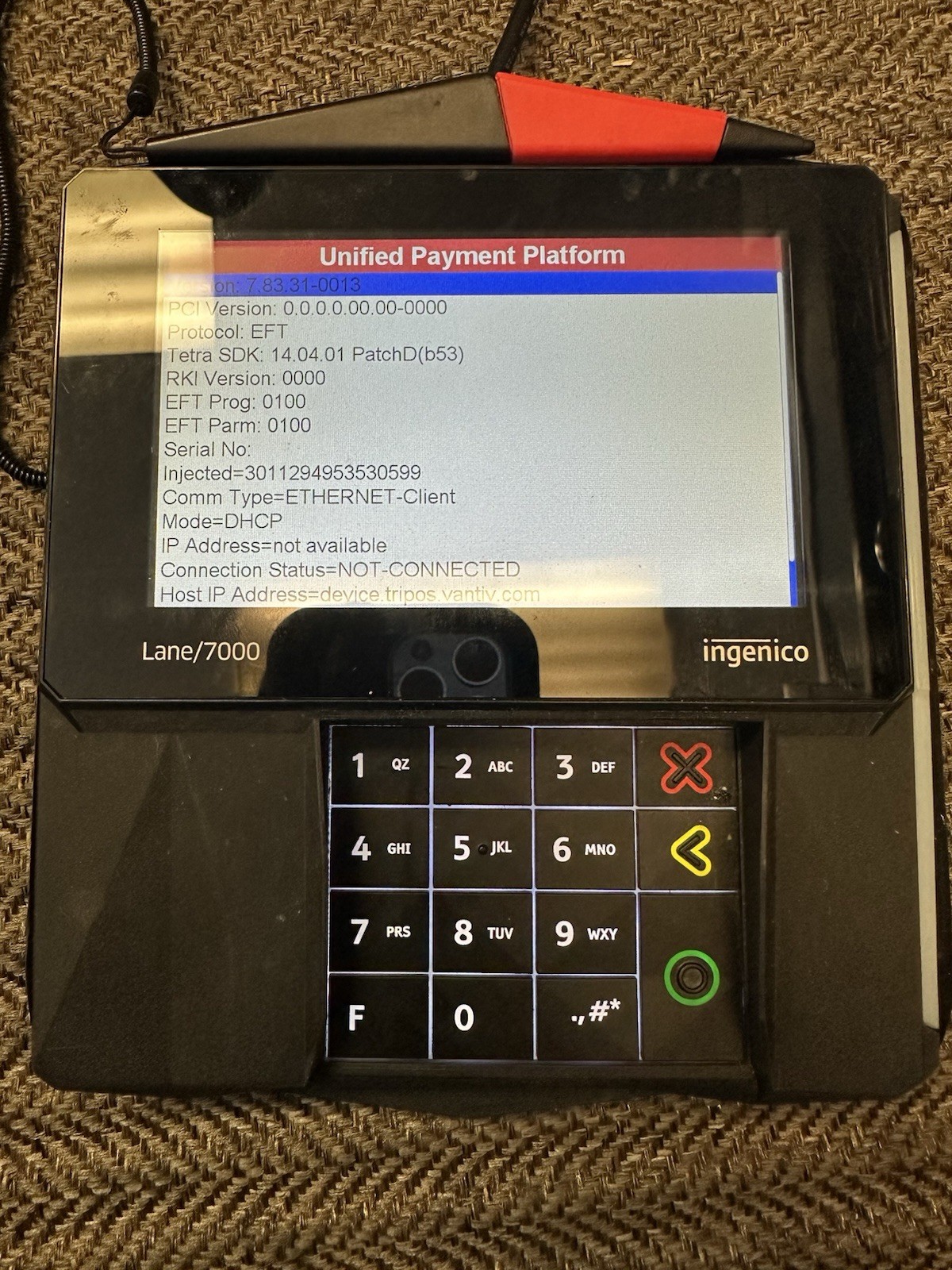 Lot of 3 Ingenico Lane/7000 Credit Card Payment Terminal-Parts /Repair
