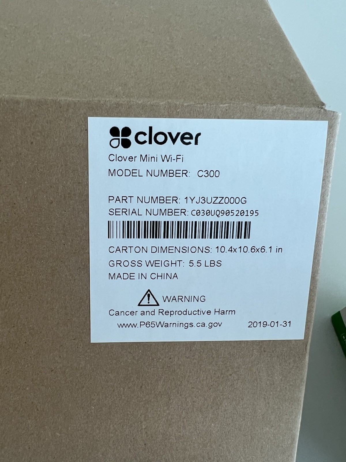 Clover Mini Wifi C300 – Card Reader / POS Point of Sale System w/ Power Supply