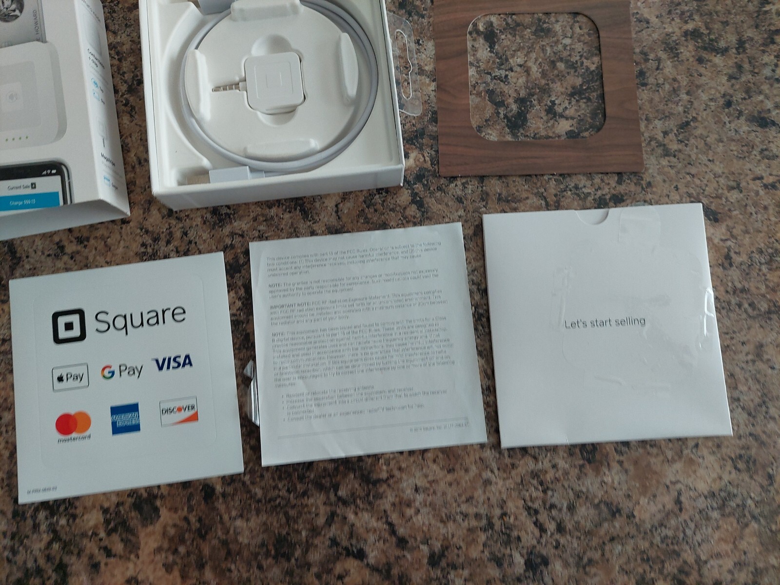 New open box Square Reader Accessories Only phone jack reader Sticker USB cable