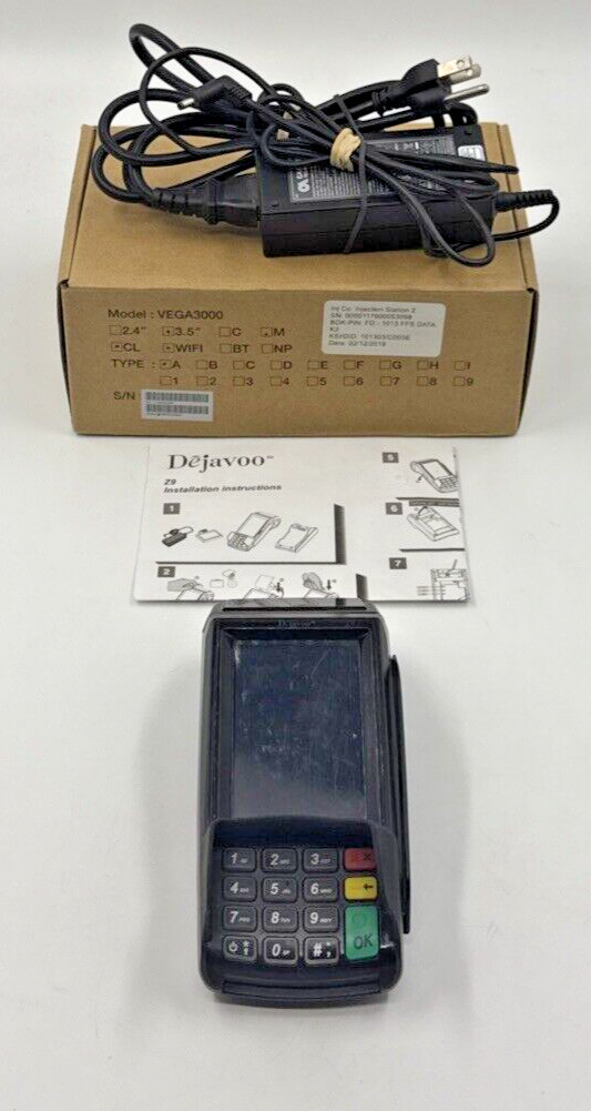 Dejavoo Z9 3.5″ VEGA3000 LCD POS Credit Card Terminal w/ Power Adapter Tested