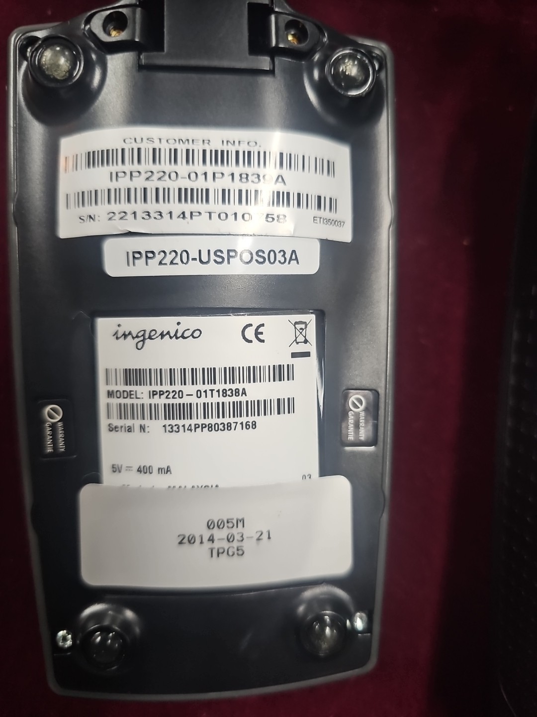 Ingenico ICT220 W/ IPP220 Pin Pad