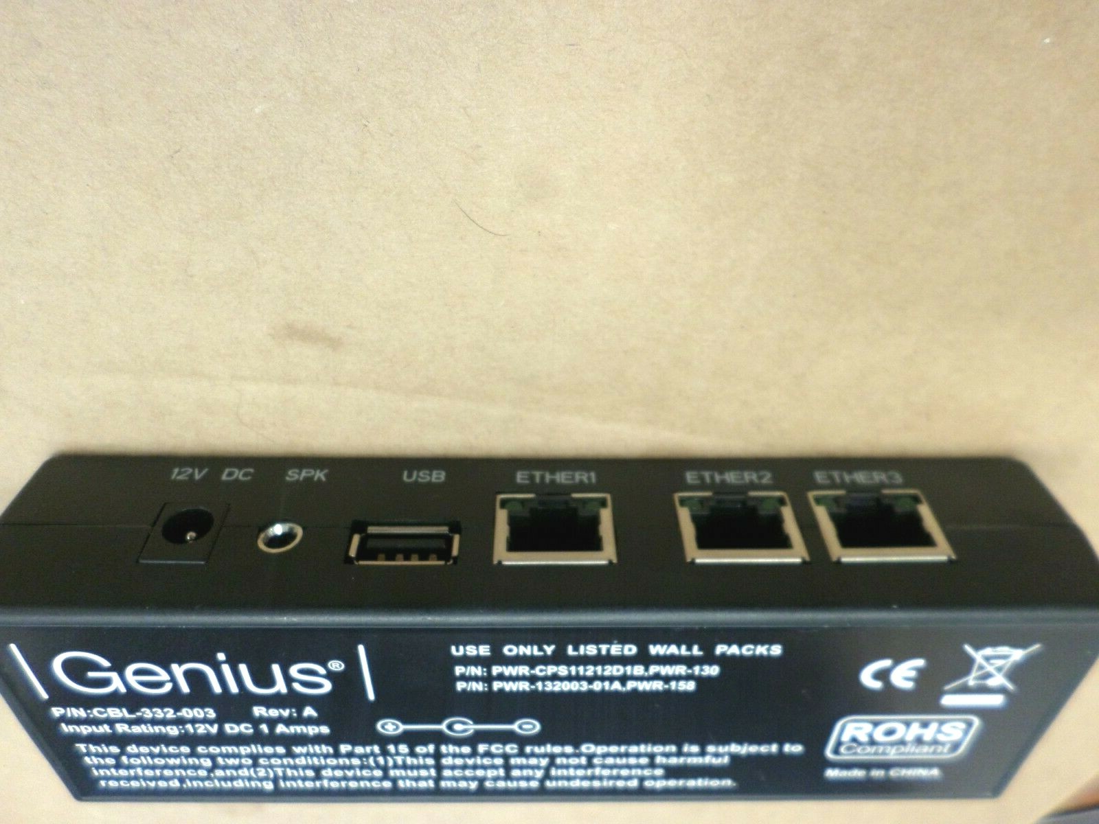 Genius Customer Engagement Platform Cbl-332-002 Power Injector Supply Ethernet