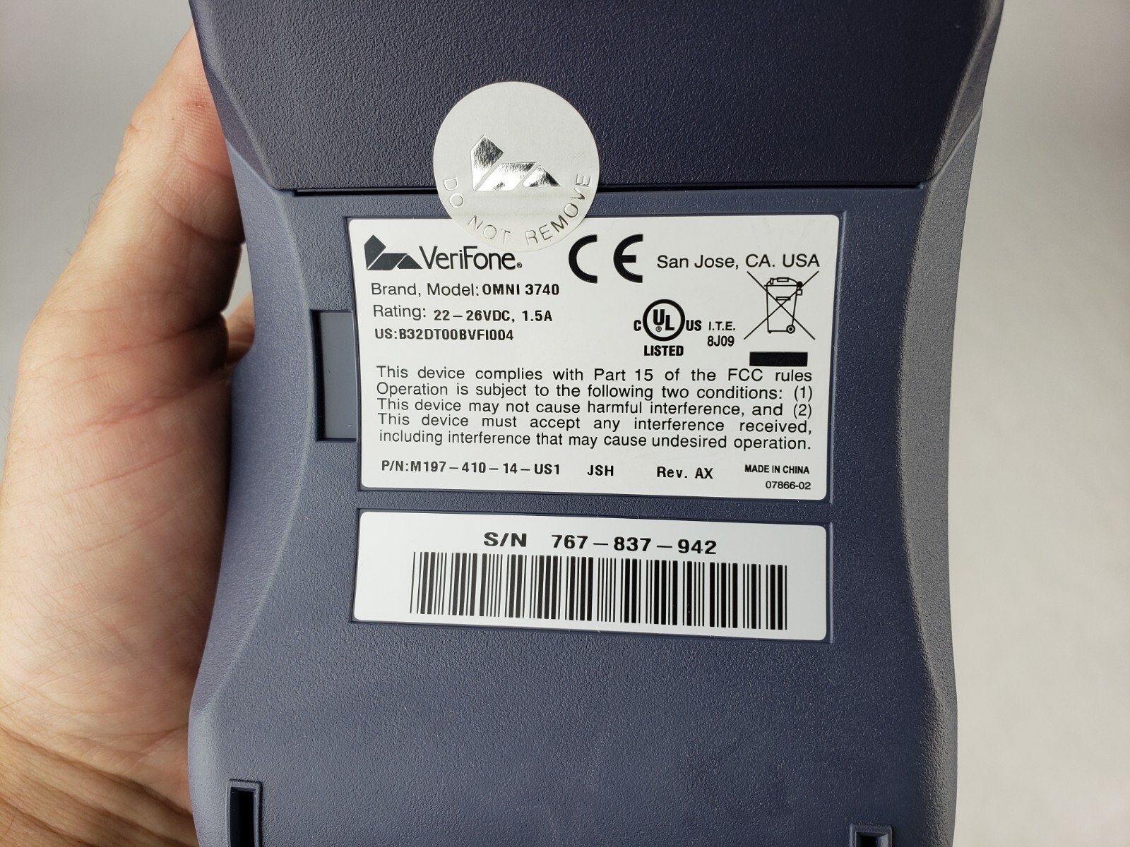Verifone Omni 3740 Credit Card Reader – Terminal POS Swipe Power Cord