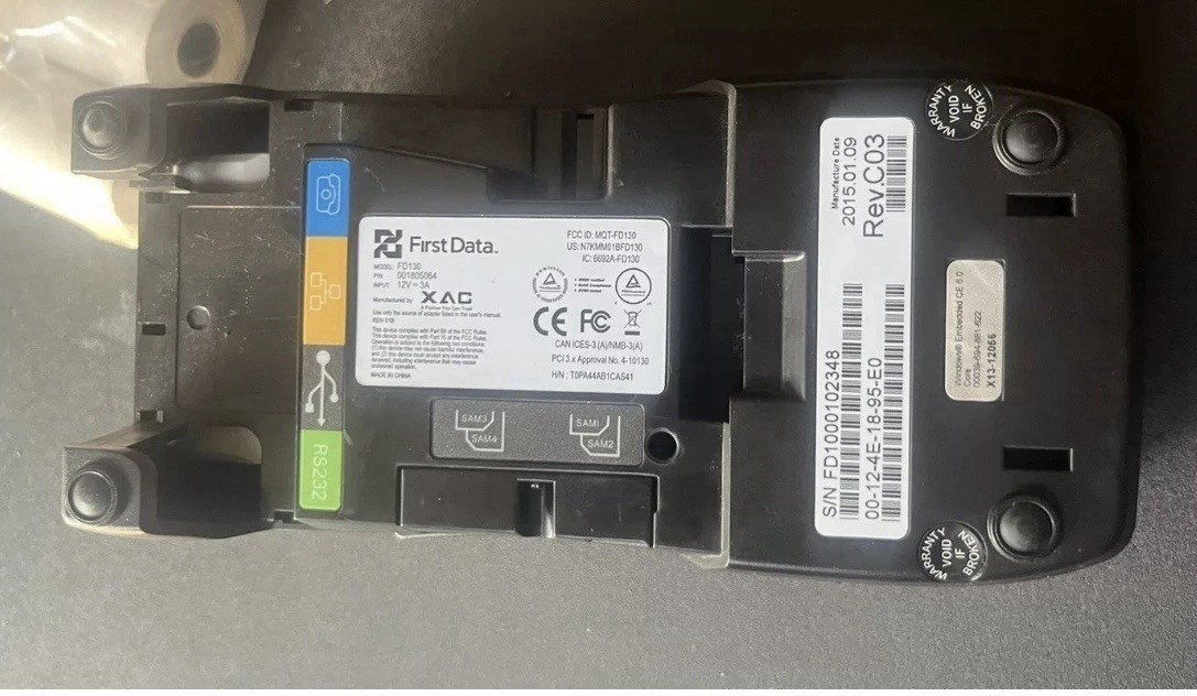 First Data FD130 EMV Credit Card Terminal + 8 Paper Rolls.