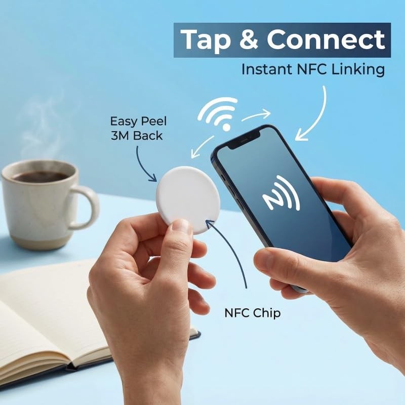 LESSBLE 20-Pack NFC Coins, NTAG215 Rewritable Tags, 540 Bytes Memory, Waterpr…