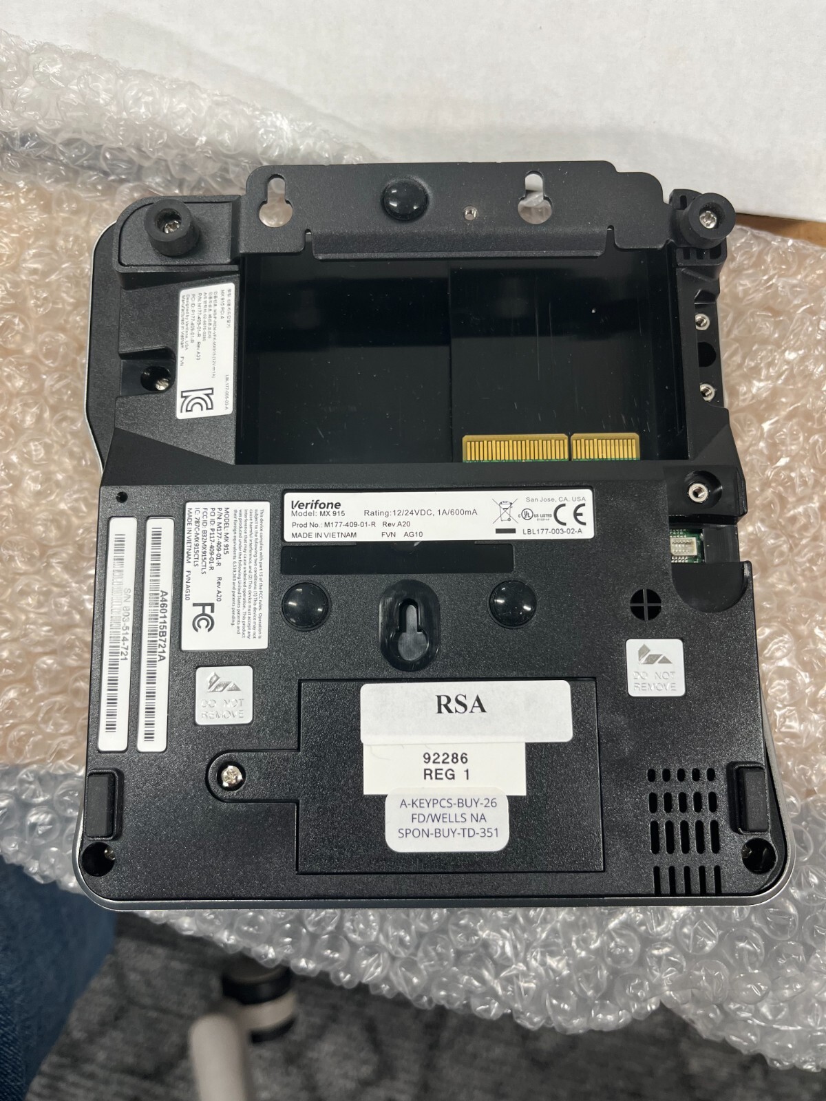 PCI 3 Verifone MX 915 Pin Pad Payment Terminal IO BOX NOT INCLUDED