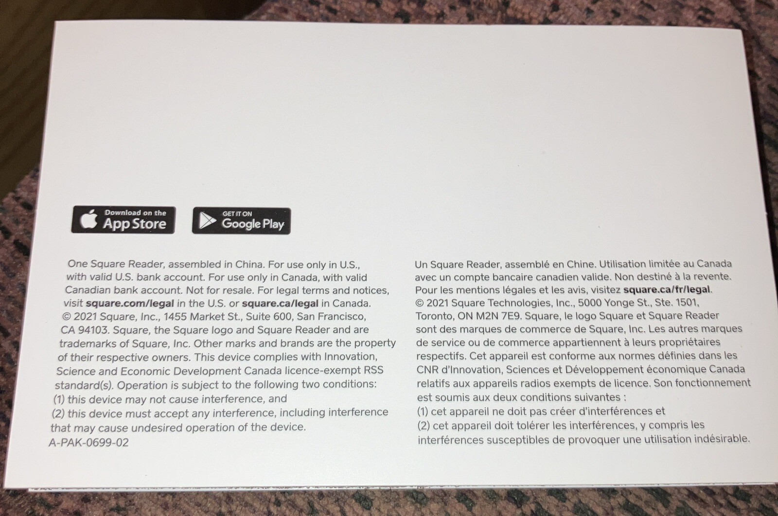 Square Credit Card Reader for Apple and Android Mobile phone