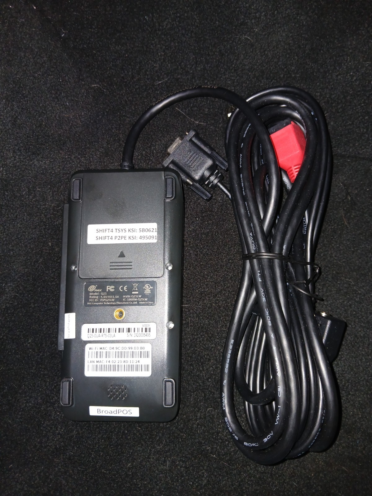 PAX Technology Limited Q25 Pinpad POS Terminal Q25-0UA-R75-03LA