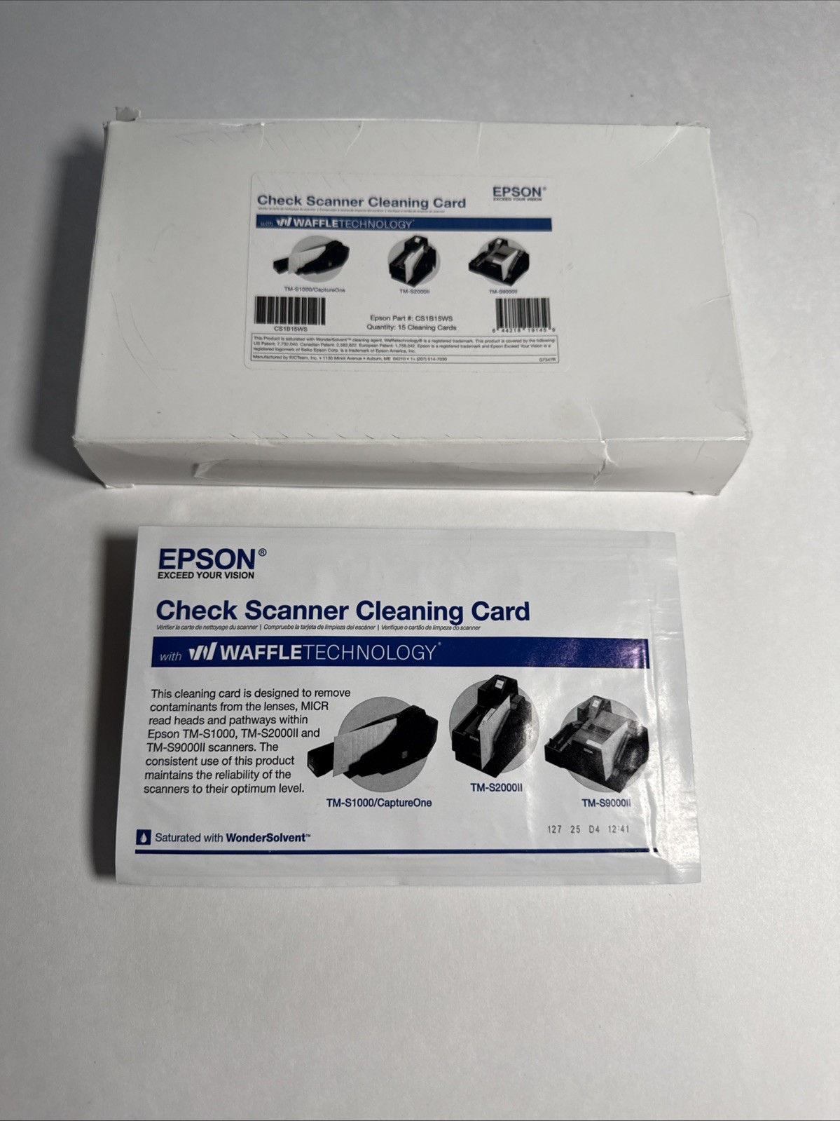 Epson CaptureOne Check Scanner Cleaning Card featuring Waffletechnology 15 Cards