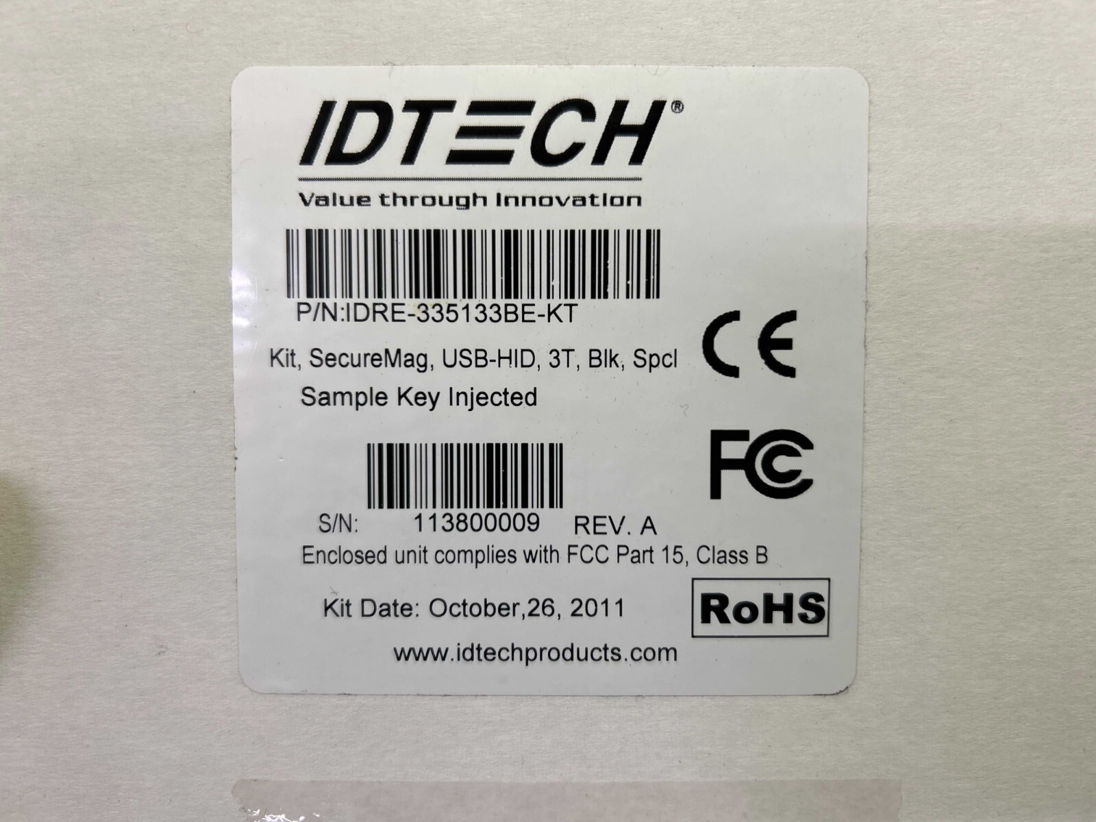 ID Tech SecureMag Credit Card Swipe Reader IDRE-335133BE-KT