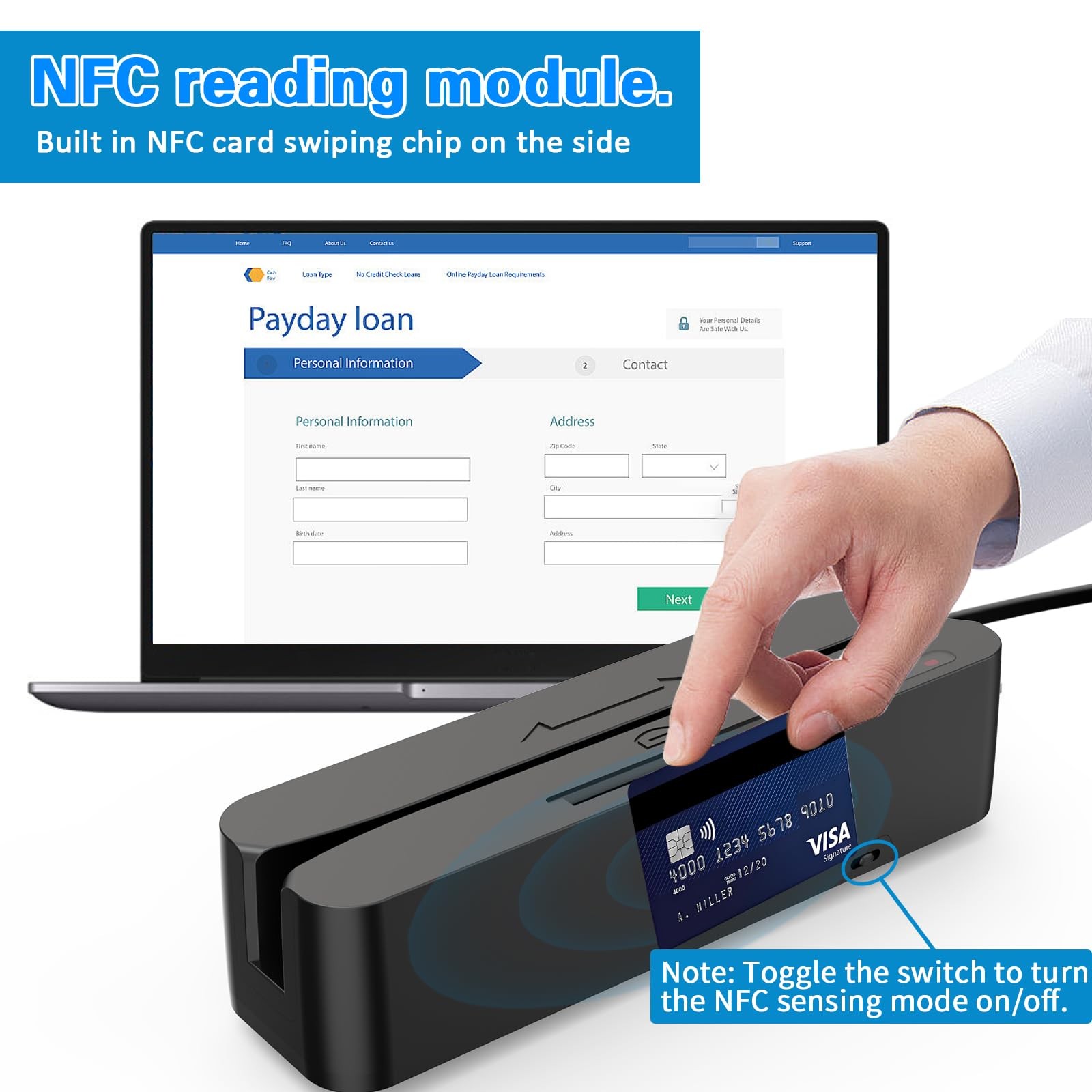 Symcode Multi-Function Magnetic Card Reader Credit Card Memory Chip Card NFC Chi