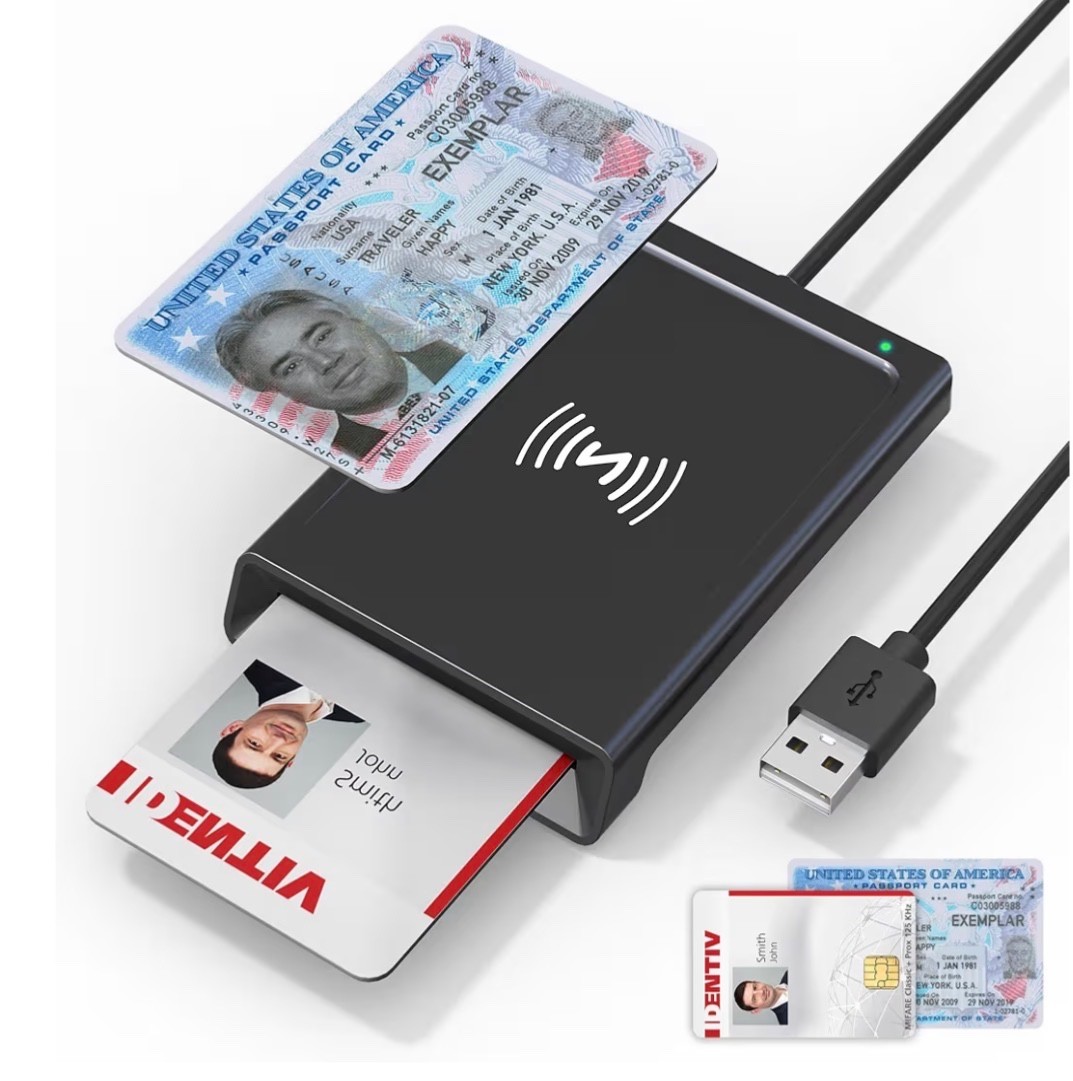 NFC Reader & CAC Reader Military 2-in-1 Smart Card Reader with NFC Support IC/ID